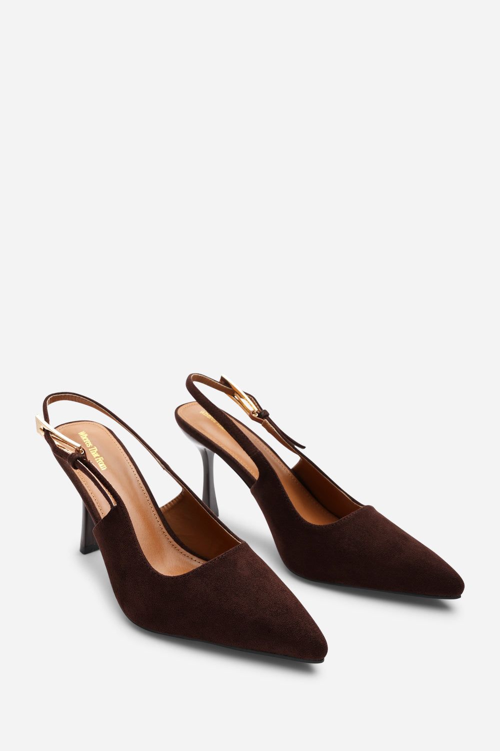 Where's That From 'Tiana' Suede Pointed Toe Sling Back Mid Heel with Buckle Strap image 4