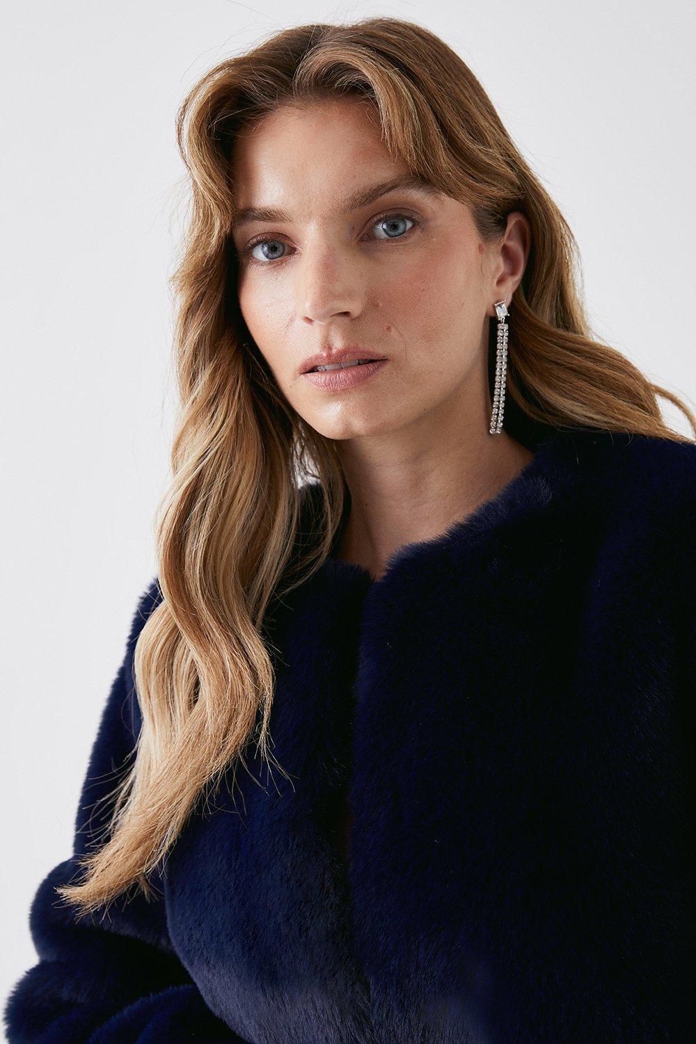 Coast Faux Fur Jacket Navy image 2