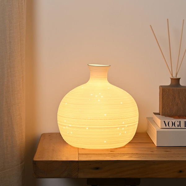 Hestia White Short Textured Table Lamp