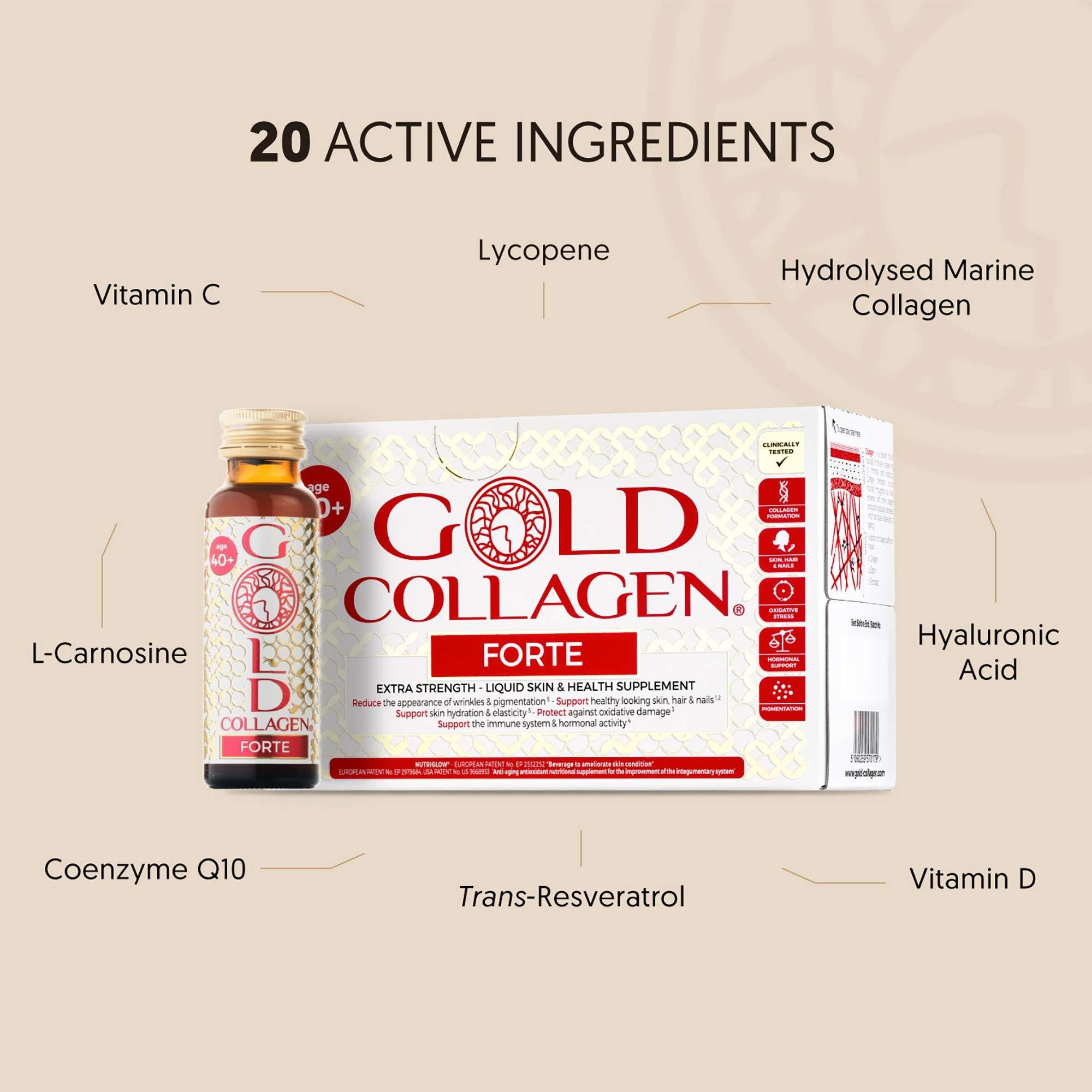 Gold Collagen Liquid Supplement Forte Extra Strength Liquid Skin & Health Supplement For Ages 40+ 10 x 50ml image 2