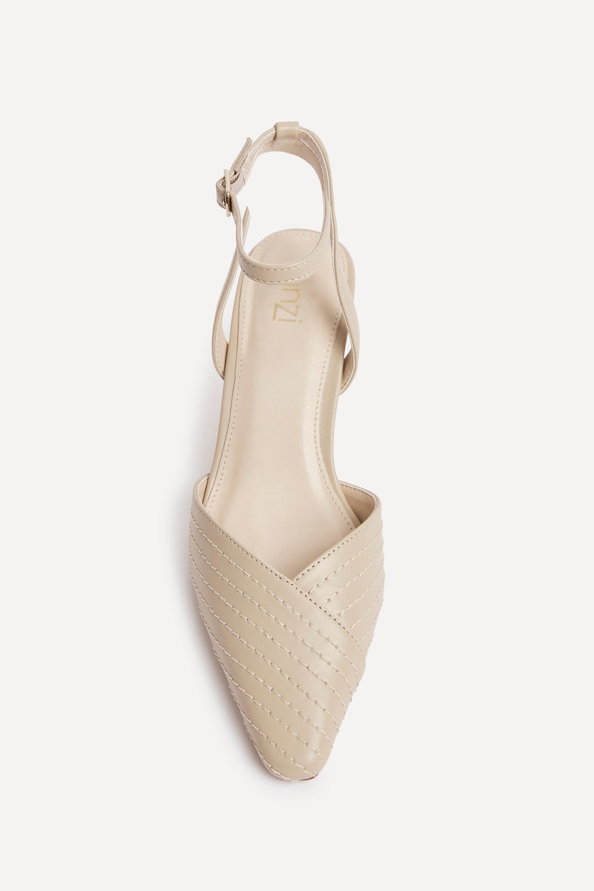 Linzi Siren Nude Faux Leather Quilted Court Heel image 4