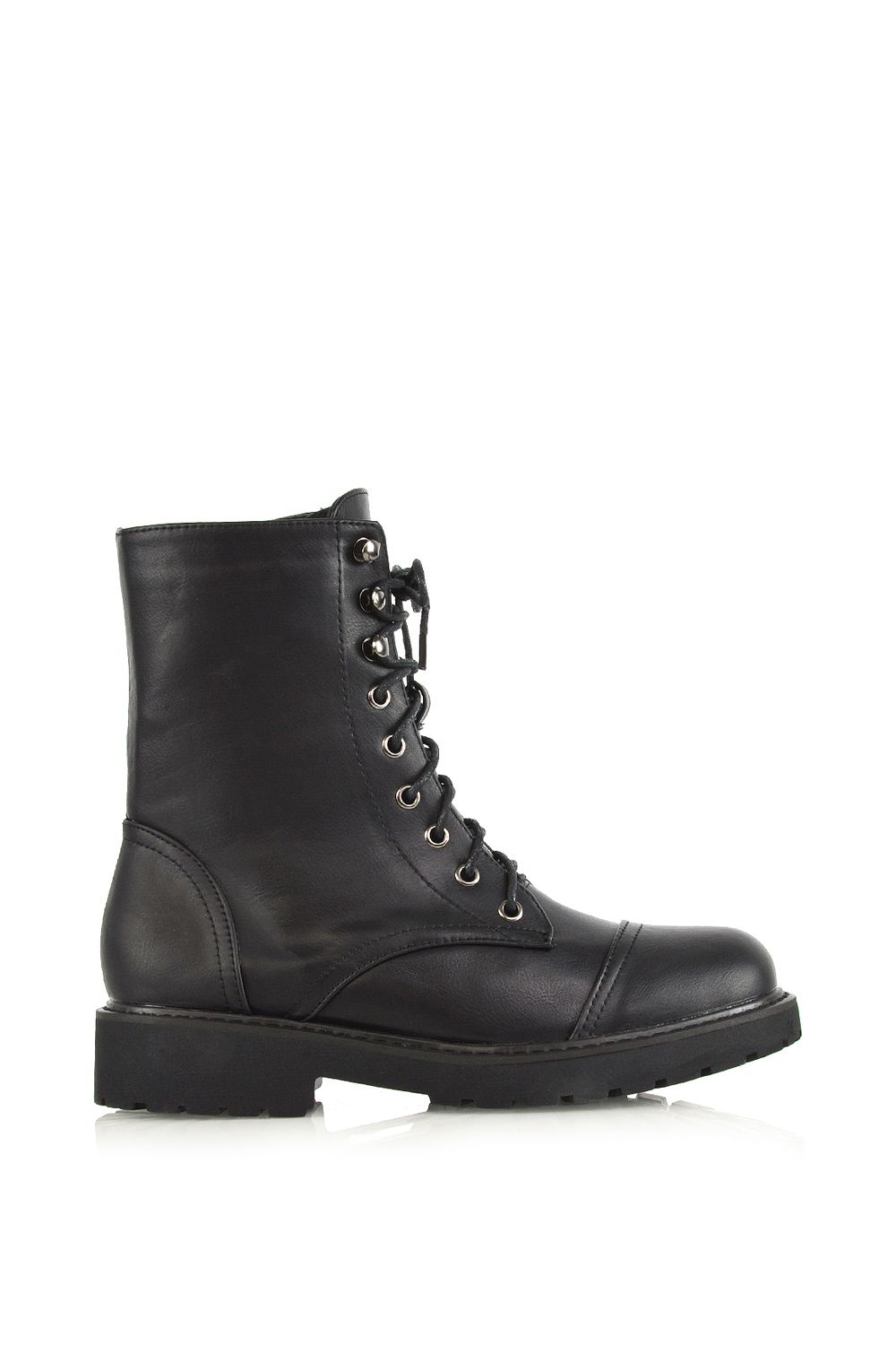 XY London 'River' Lace Up Military Combat Zip-up Flat Ankle Boots image 1