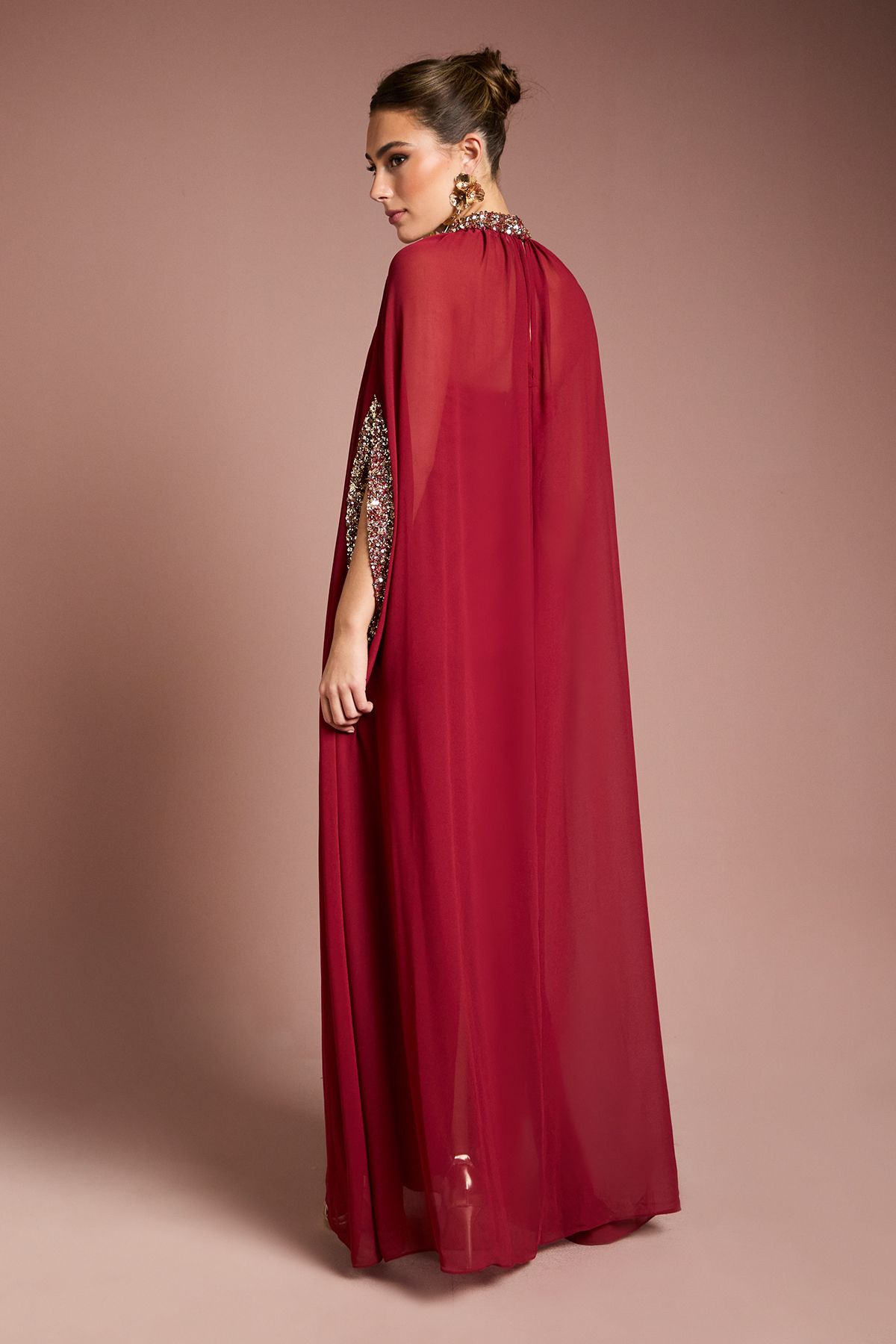Coast Coast Muse Chiffon Cape Dress Wine image 3