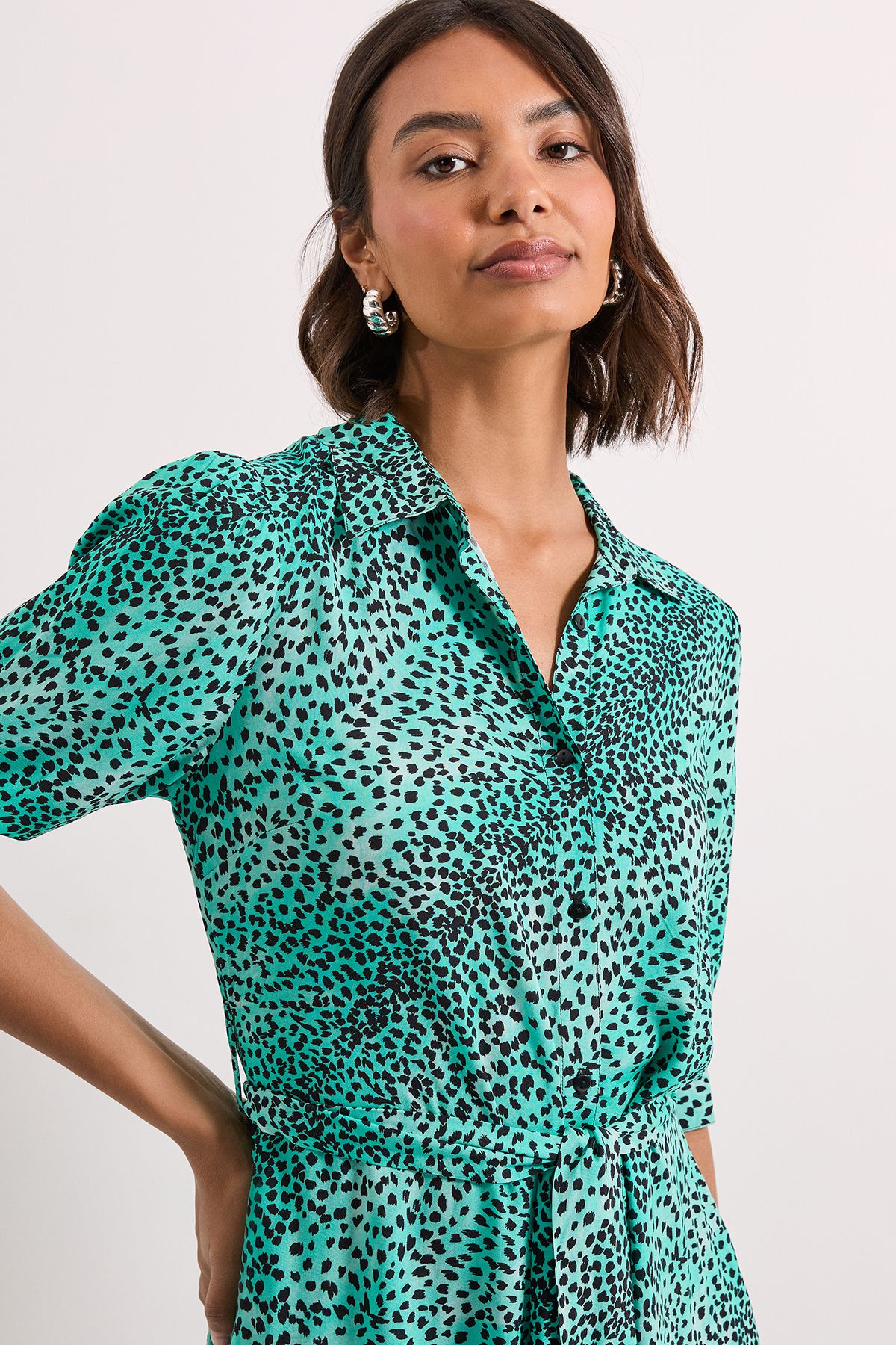 Dorothy Perkins Blue Animal Midi Shirt Dress Animal image 4