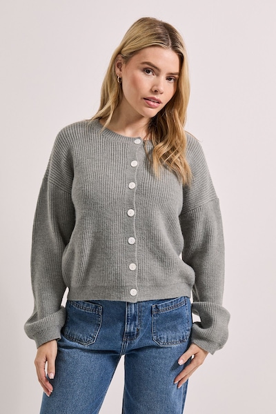 Dorothy Perkins Soft Contrast Button Cardigan Grey Marl