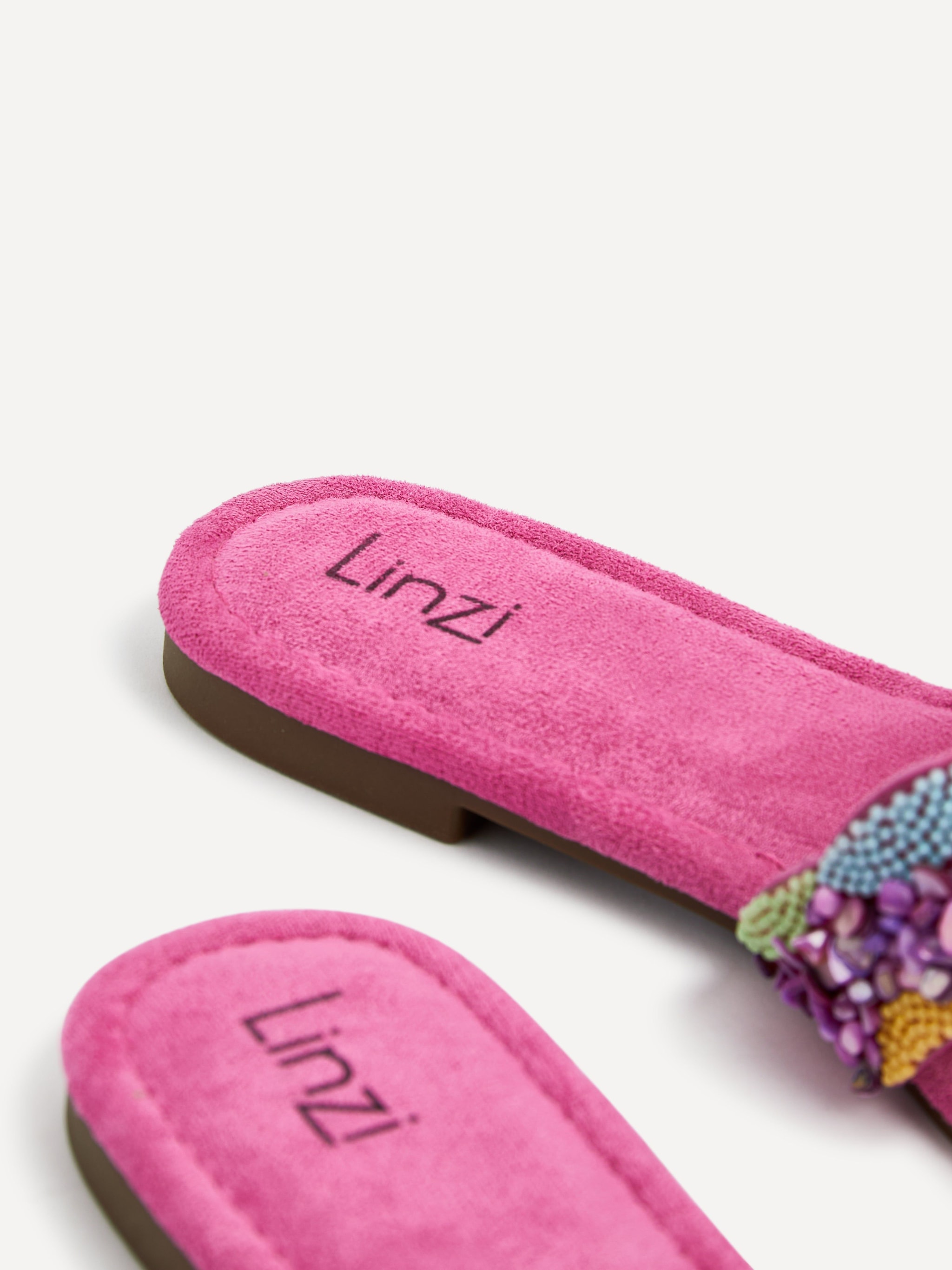 Linzi Zahara Fuchsia Faux Suede Embellished Slider Sandal image 5