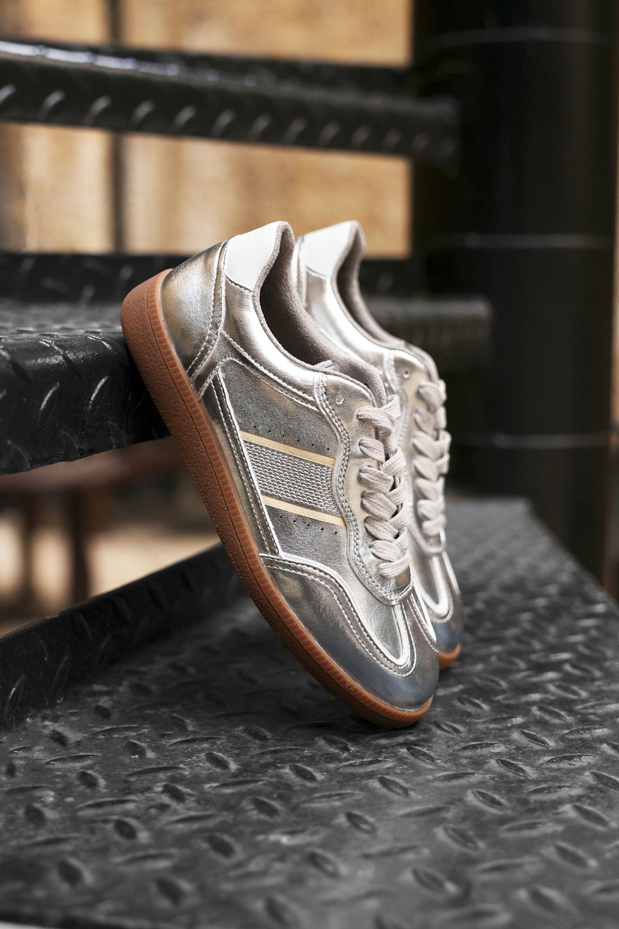 Linzi Vortex Silver Retro Style Trainers image 7