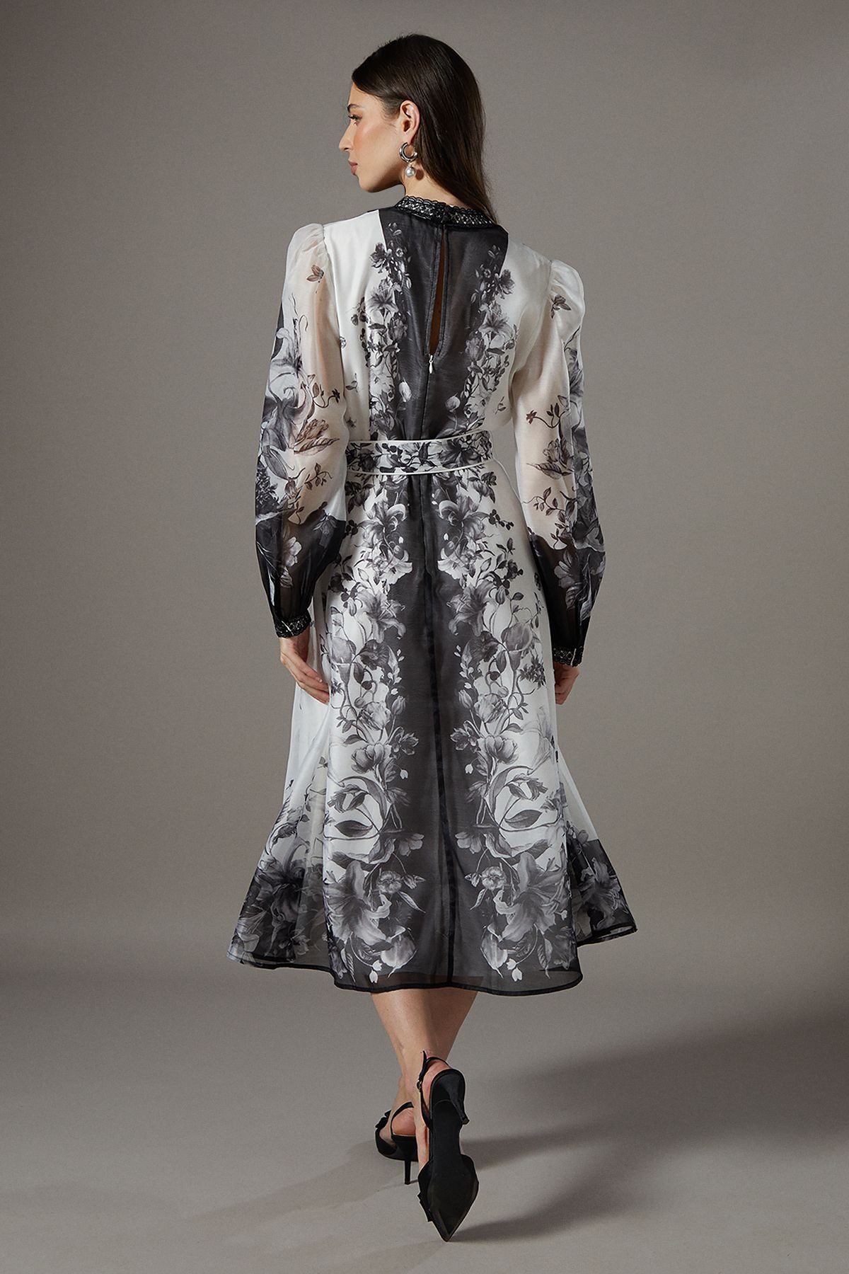 Coast Border Printed Organza Shirt Dress Mono image 3