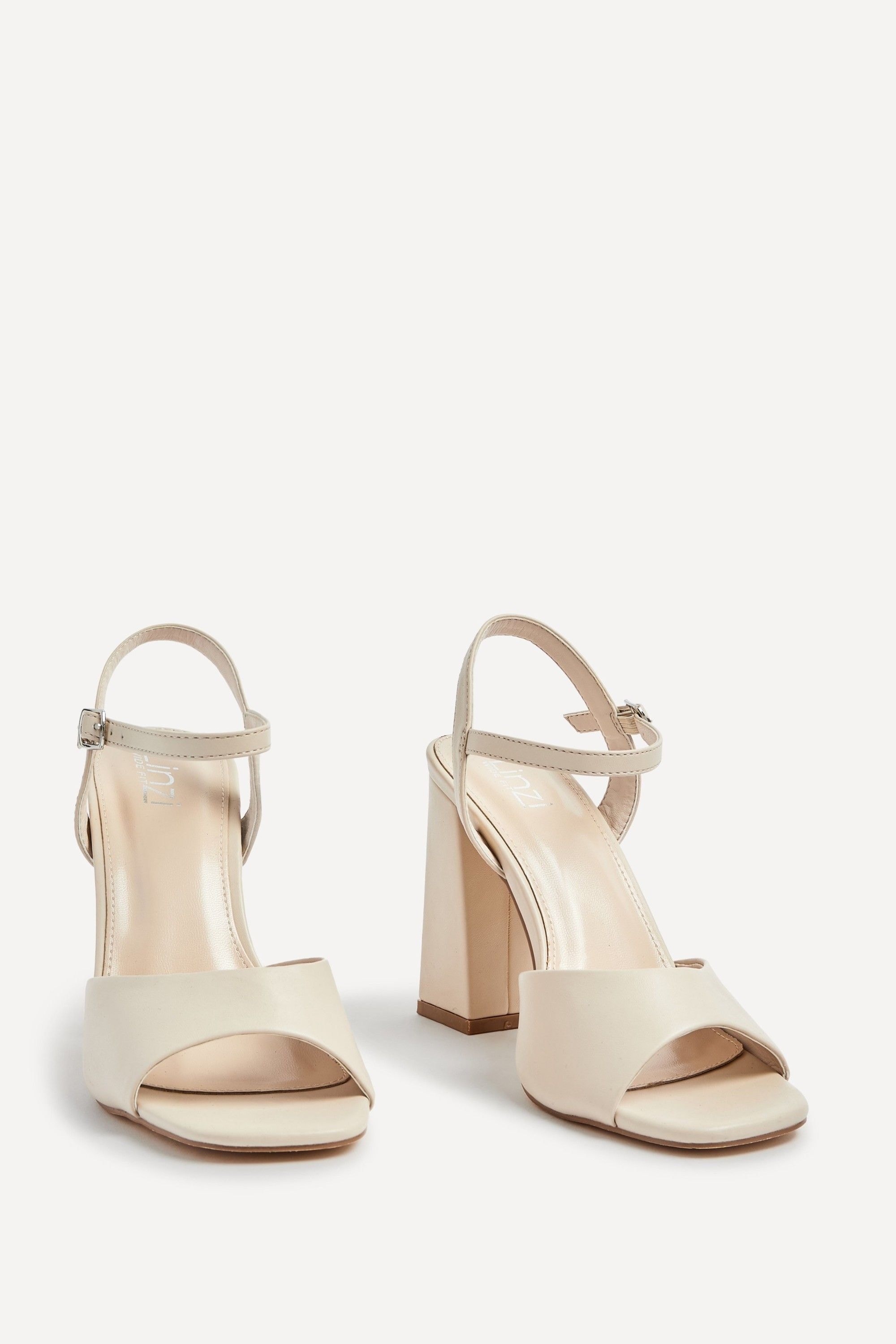 Linzi Monroe Wide Fit Nude Faux Leather Block Heeled Sandals image 3