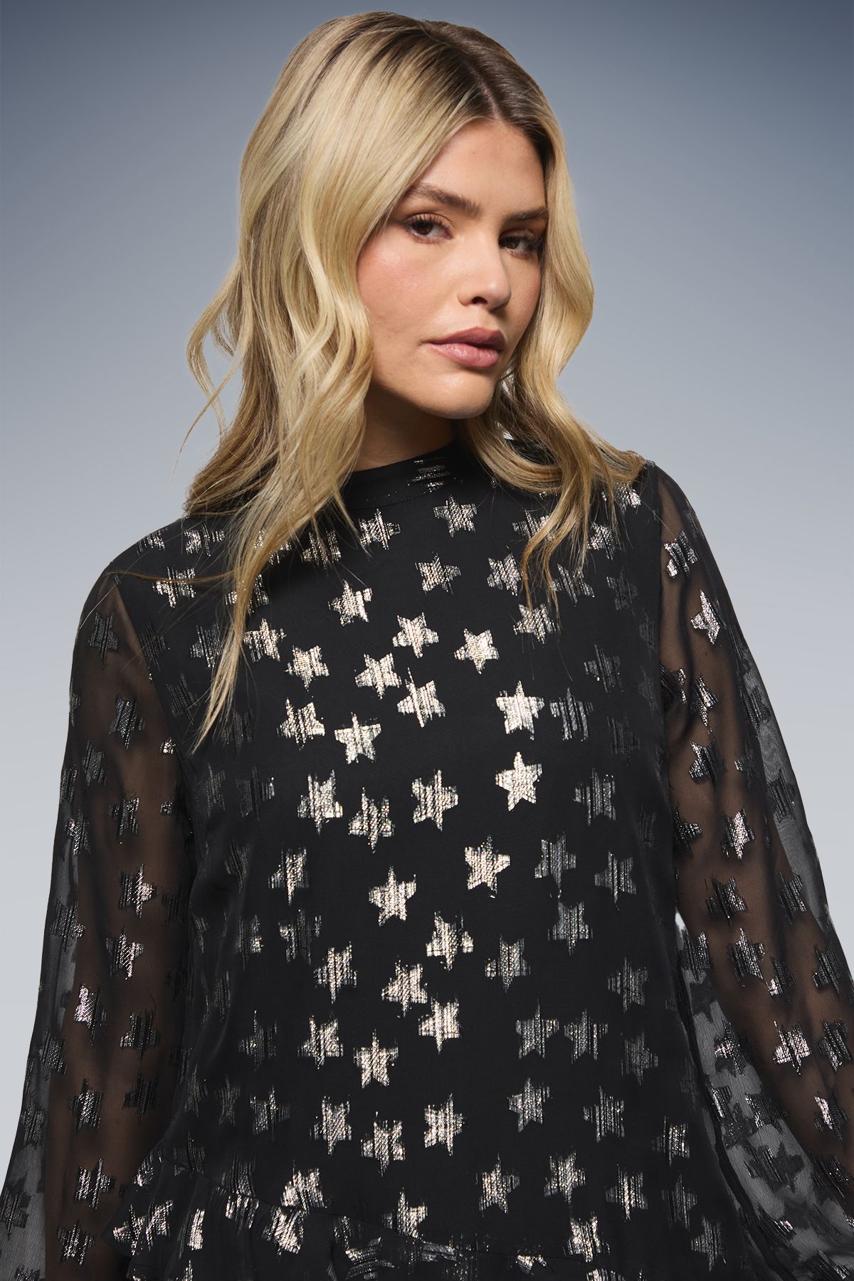 Dorothy Perkins DP Luxe Star Jacquard Ruffle Shift Mini Dress Black image 4