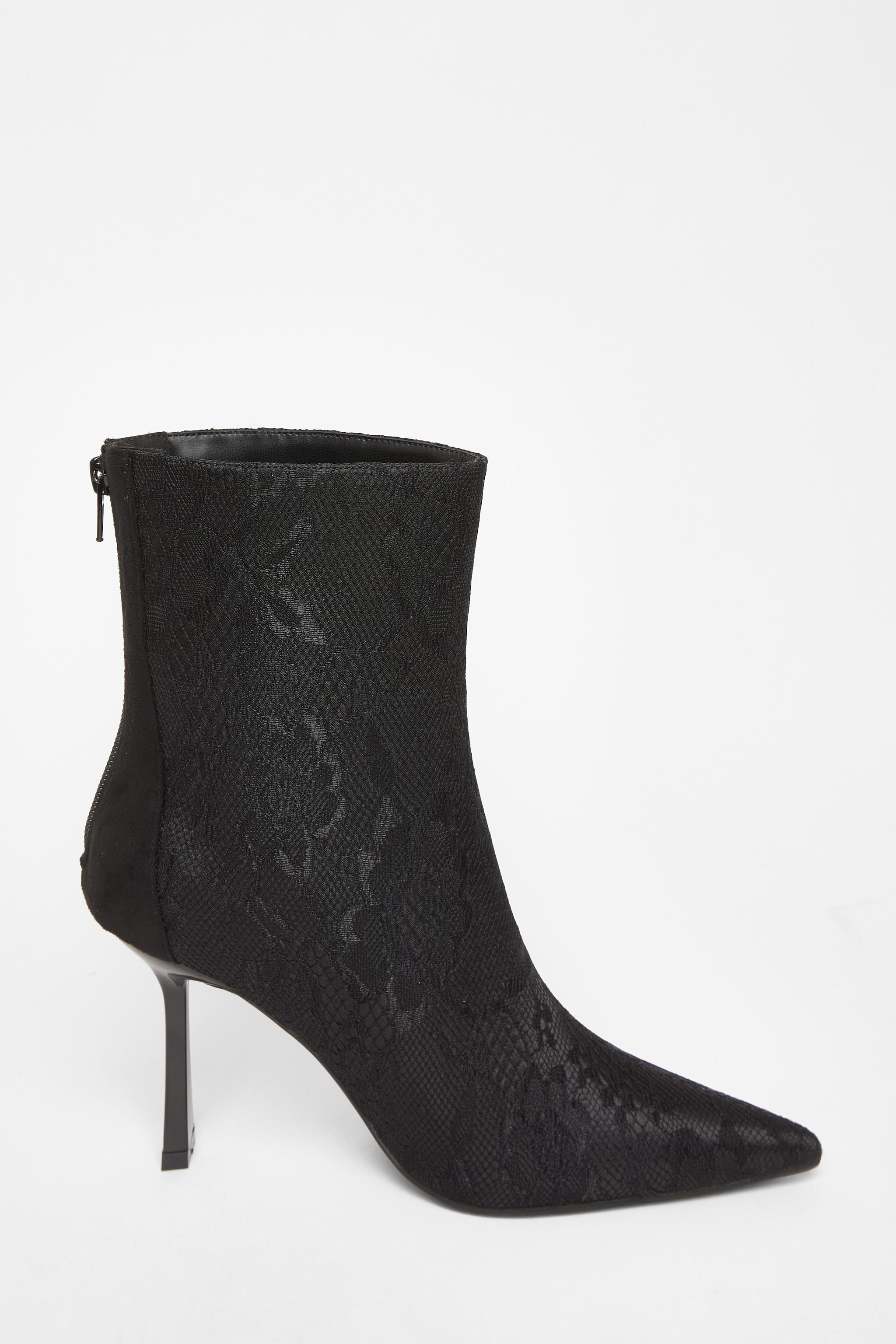 Quiz Black Lace Heeled Ankle Boots image 5