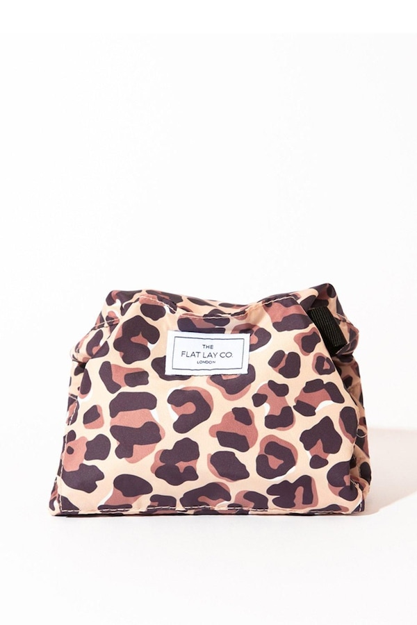 The Flat Lay Co Leopard Open Flat Makeup Bag Multi