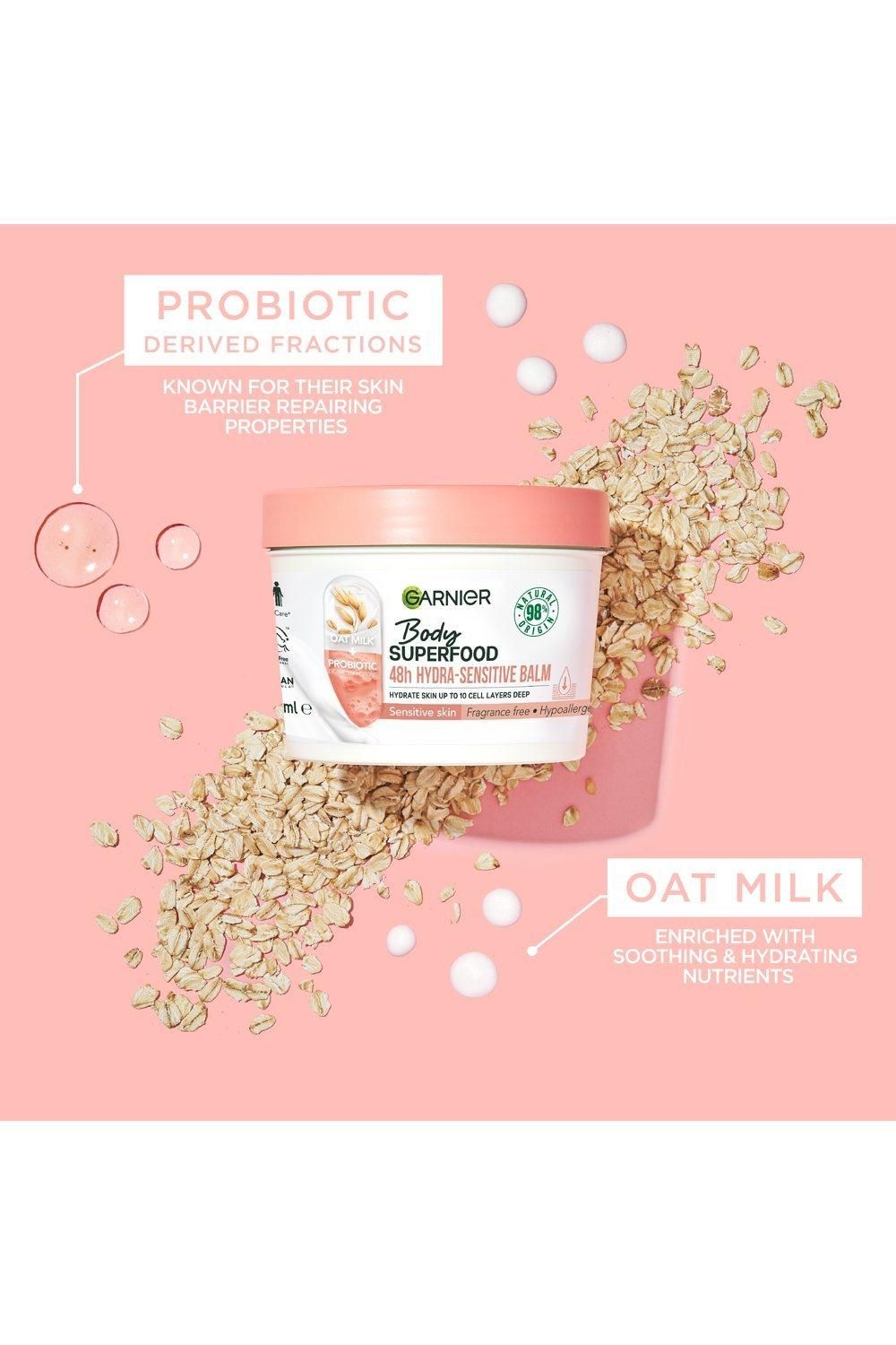 Garnier Garnier Body Superfood, Hydra Sensitive Body Cream, with Oat Milk & Probiotic Derived Fractions Multi image 4