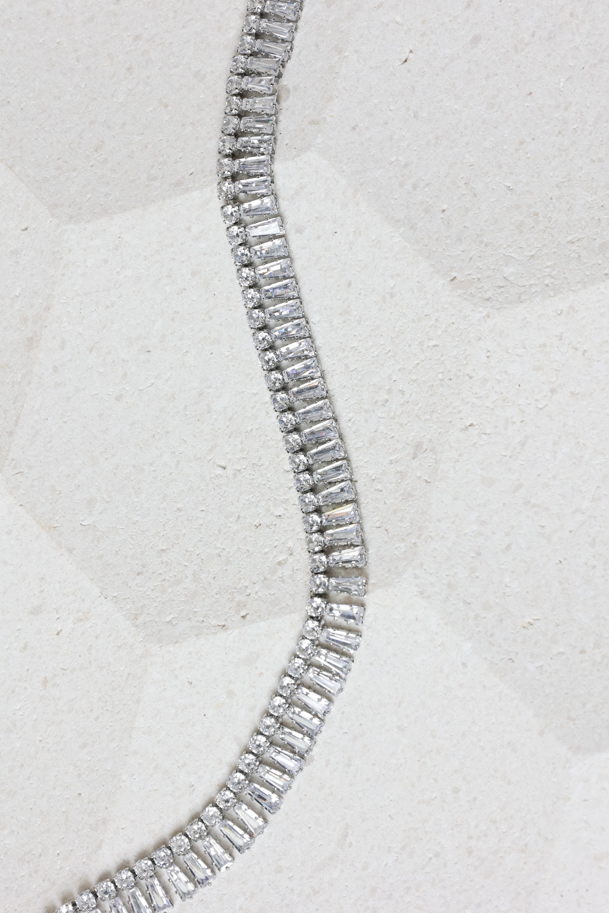 Jon Richard Rhodium Plated and Crystal Double Row Baguette Necklace image 3