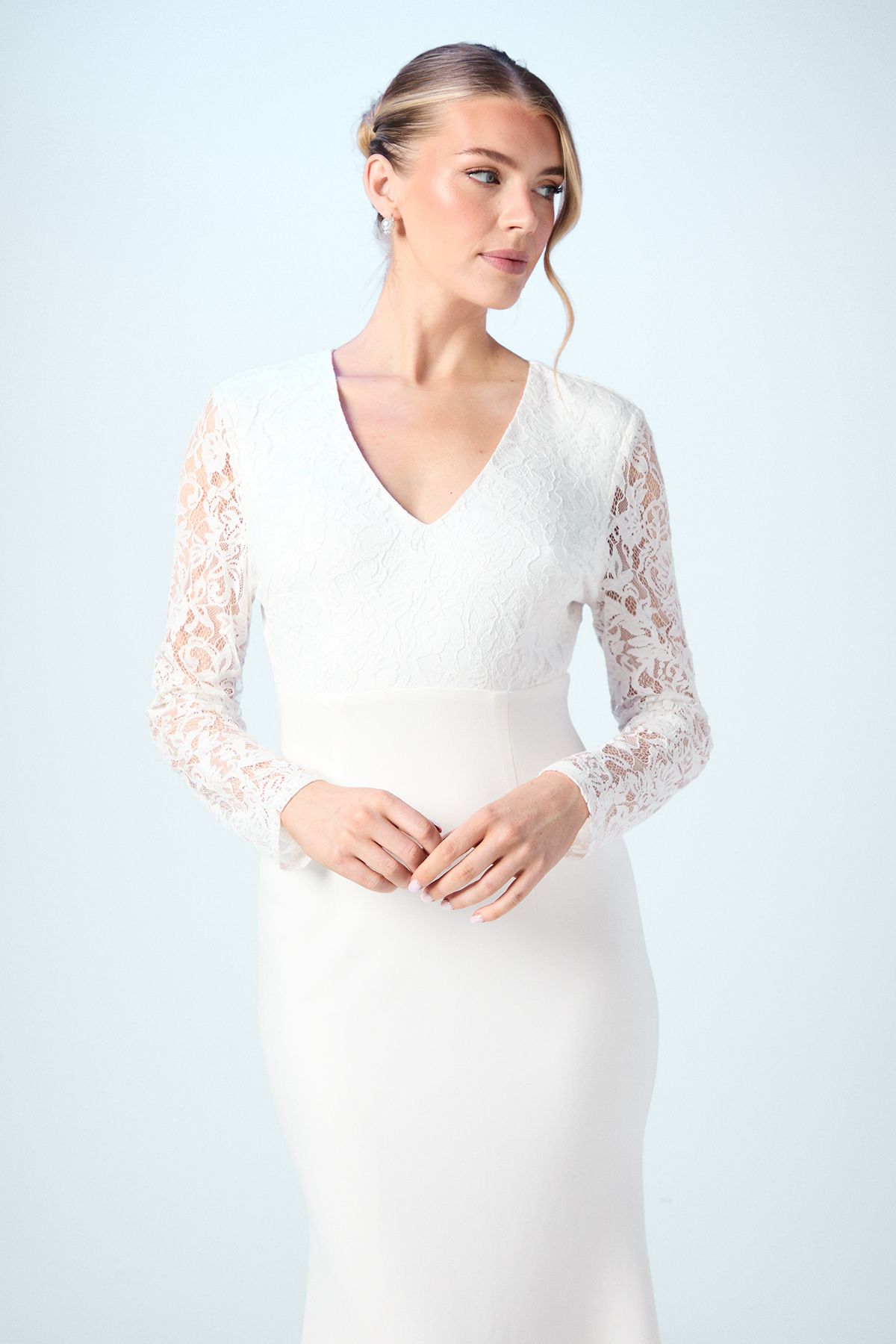 Coast Lace V Neck Wedding Dress With Open Back Ivory image 2