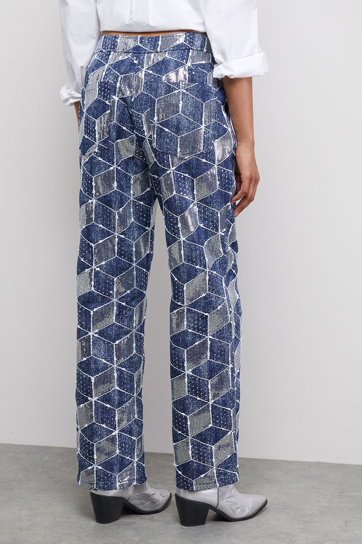 Warehouse Patterned Sequin Denim Jean Denim image 3