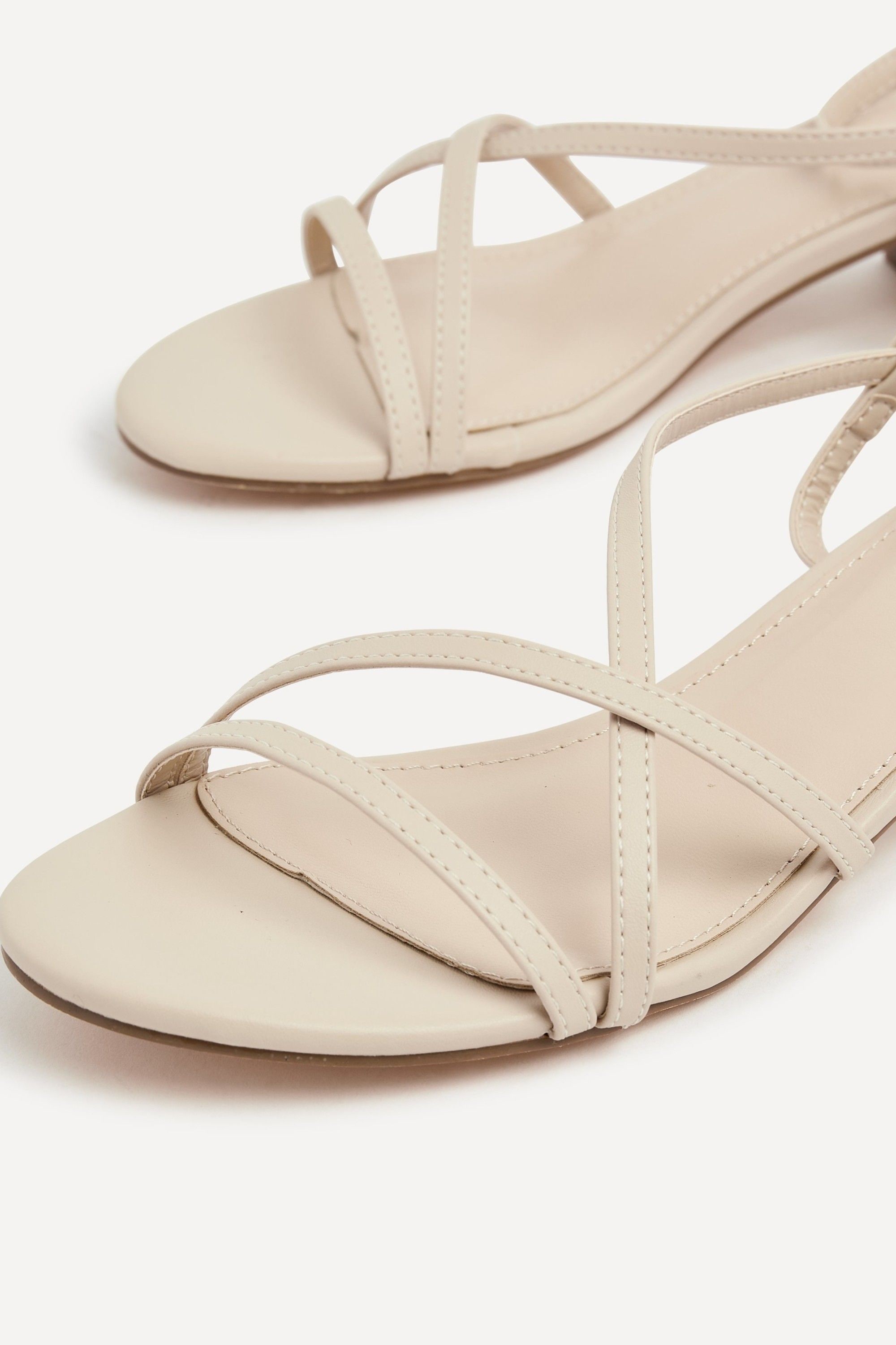 Linzi Calista Nude Faux Leather Strappy Low Block Sandal image 3