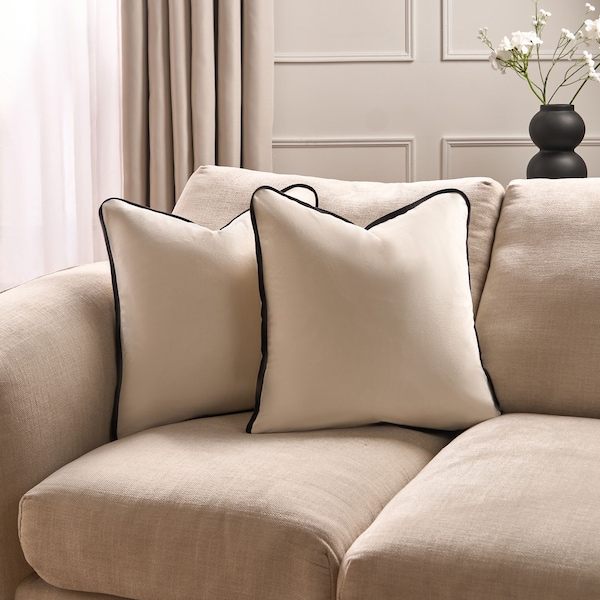 OHS 4 x Piped Edge Matte Velvet Cushion Covers Home Decor Set