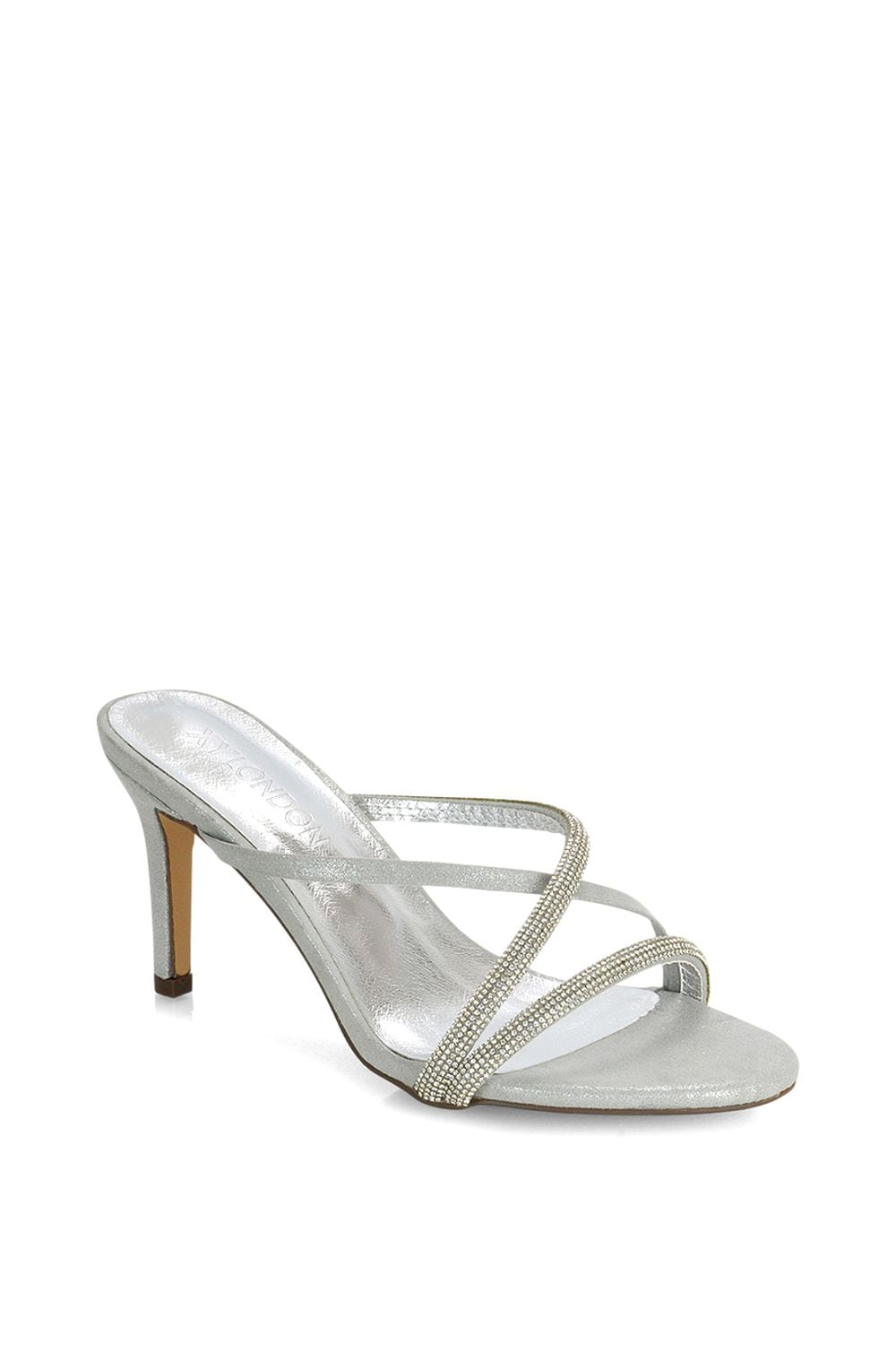 XY London 'Teddie' Diamante Cross Over Strappy Sandal Stiletto High Mule Heels image 2