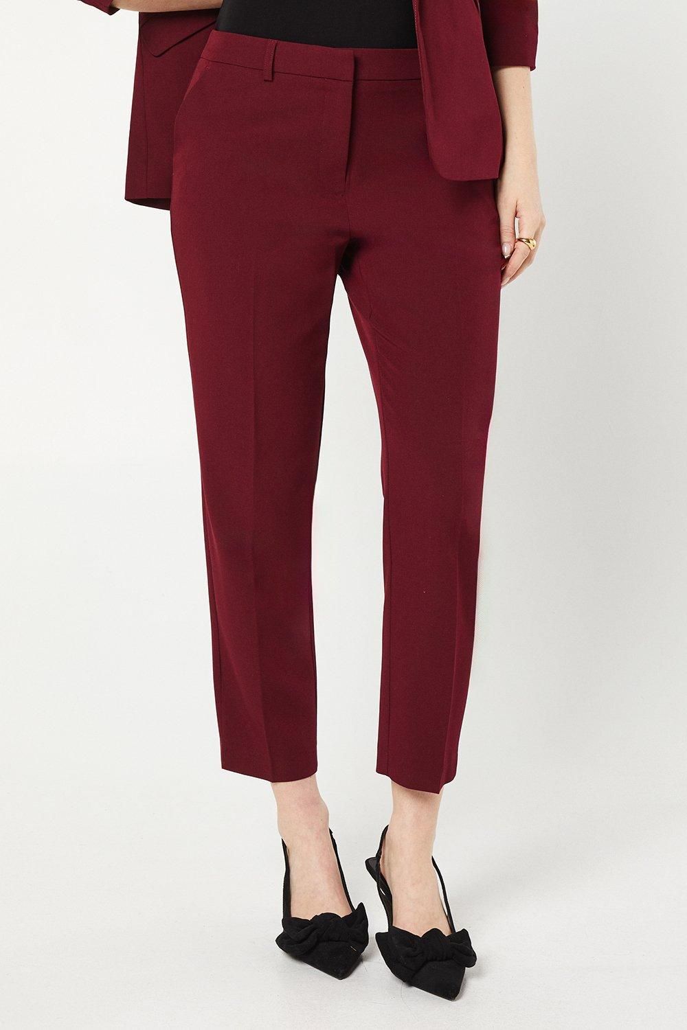 Dorothy Perkins Slim Leg Tailored Ankle Grazer Trouser Burgundy