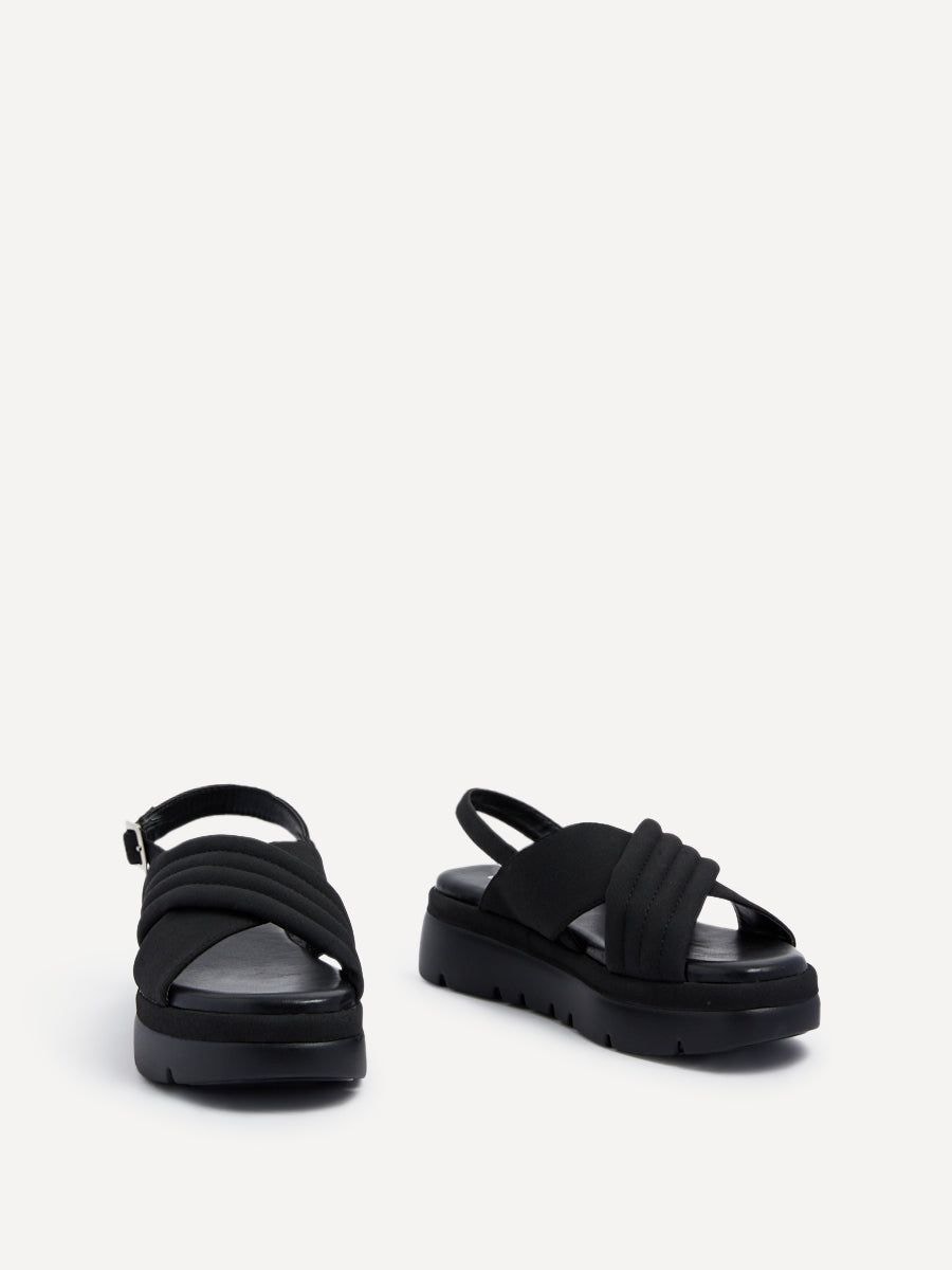 Linzi Shae Black Faux Nubuck Padded Crossover Flatform Sandals image 3
