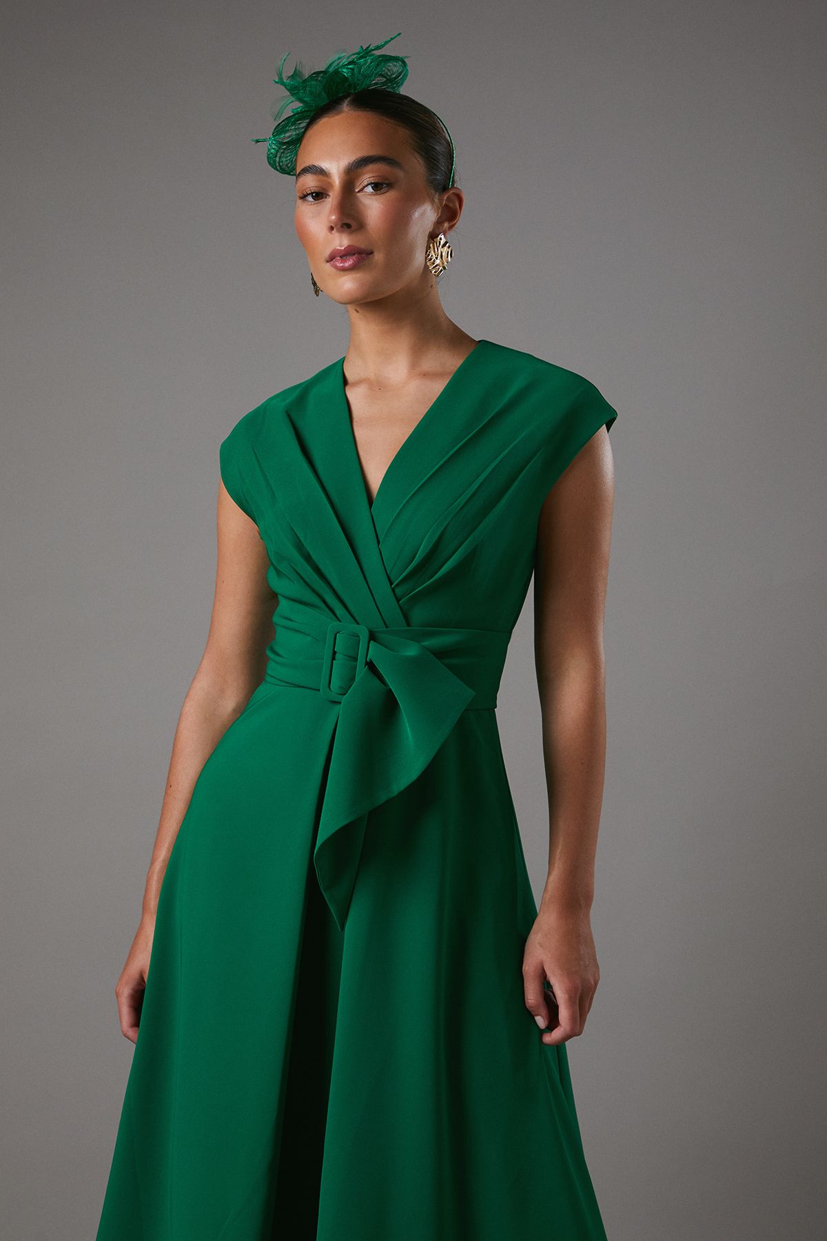 Coast Belted Crepe Dress Emerald image 2