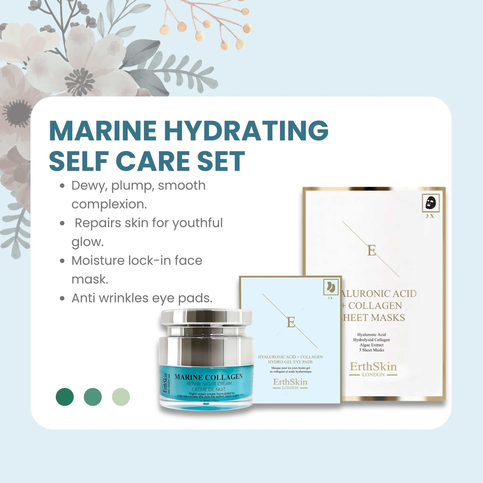 Erth Skin London Collagen Trio: Marine Night Cream 50ml , Sheet Mask & Hydrogel Pads image 10