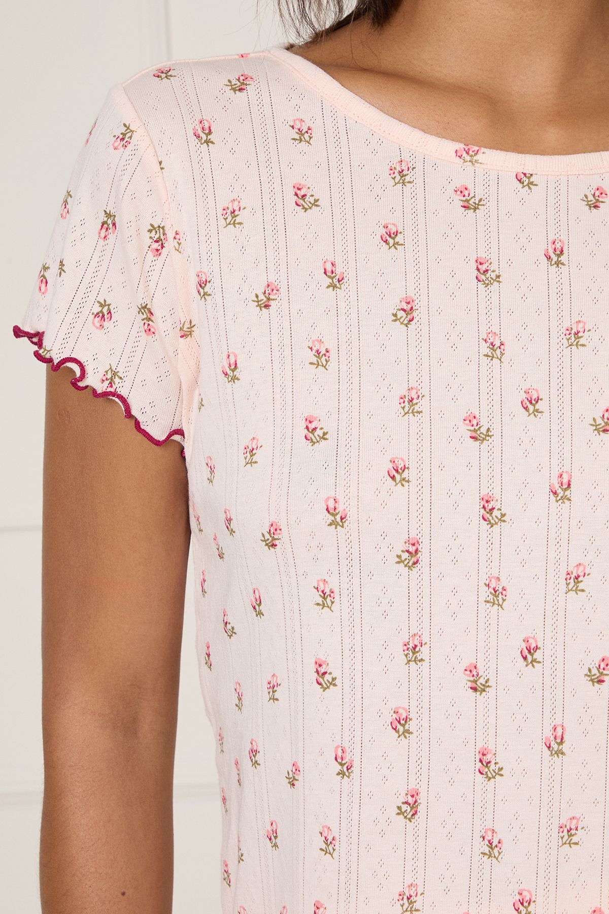 Dorothy Perkins Pointelle Jersey Short Set Blush image 5