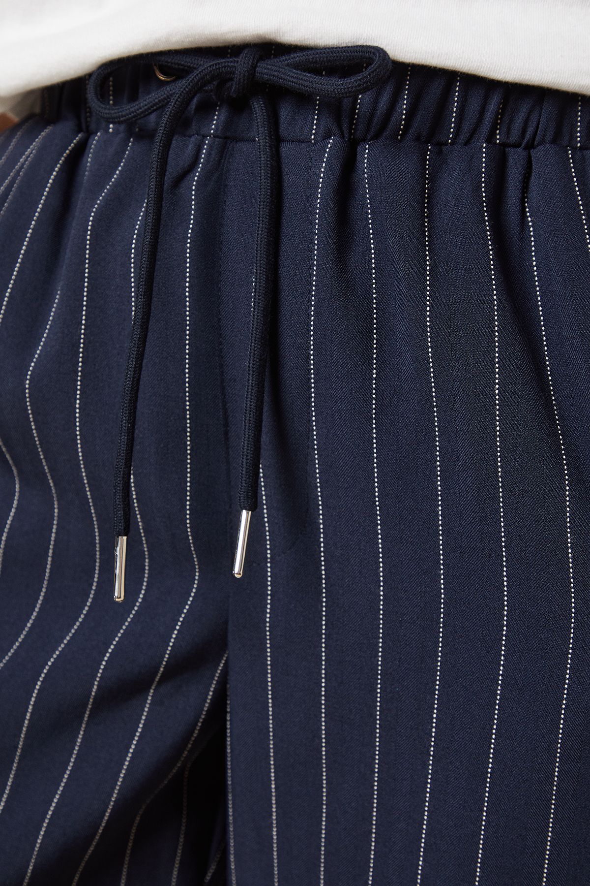 Dorothy Perkins Elasticated Waist Wide Leg Stripe Trouser Navy image 5