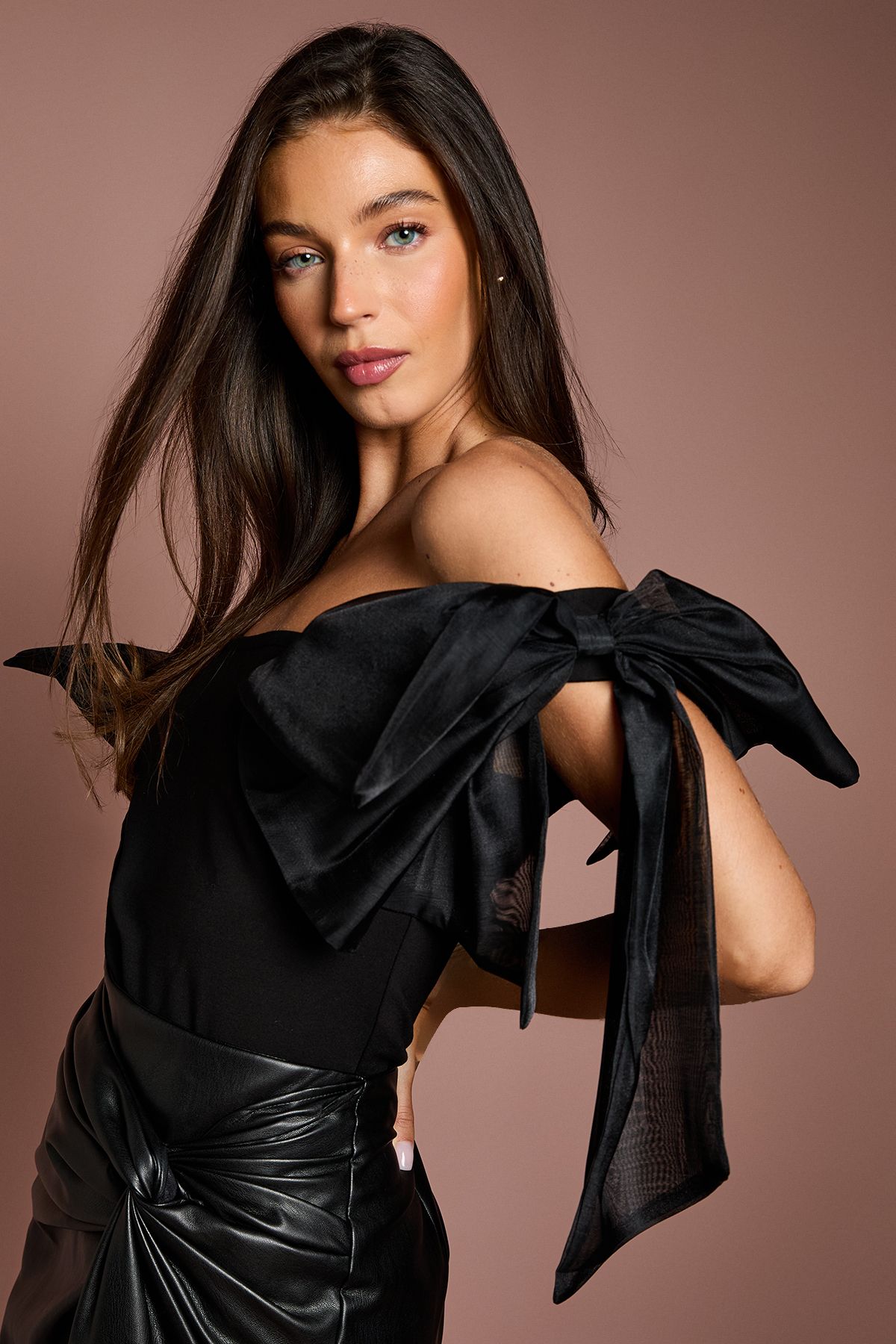 Coast Bardot Bow Detail Top Black image 2