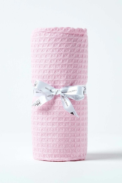 Homescapes Organic Cotton Waffle Baby Blanket