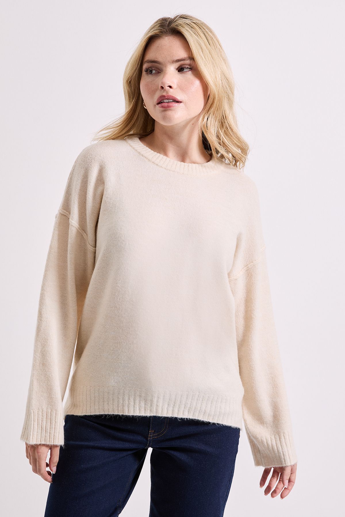 Dorothy Perkins Relaxed Crew Jumper Ecru image 1