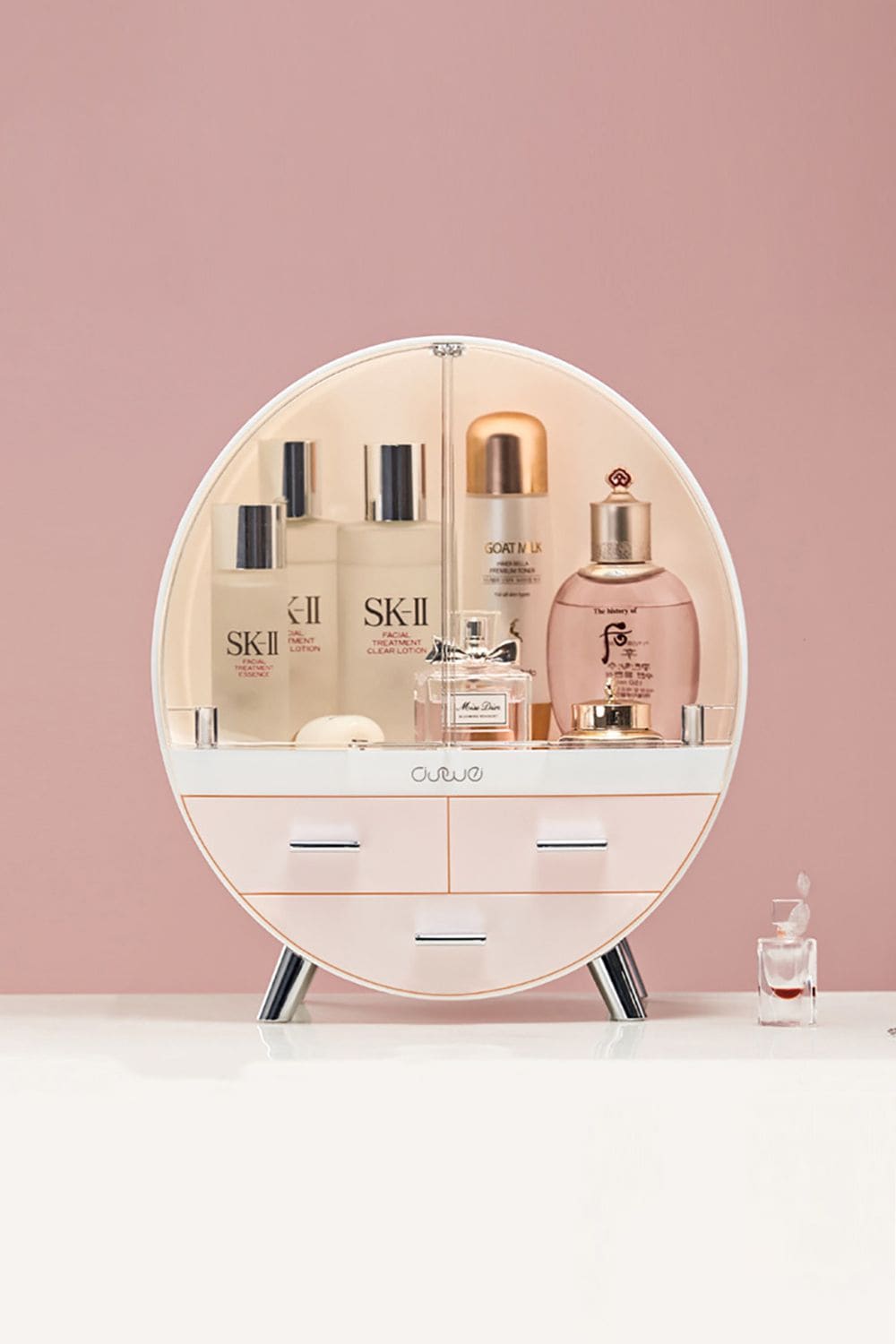 Living and Home Dustproof Round Cosmetic Storage Box Desktop Organzier image 1