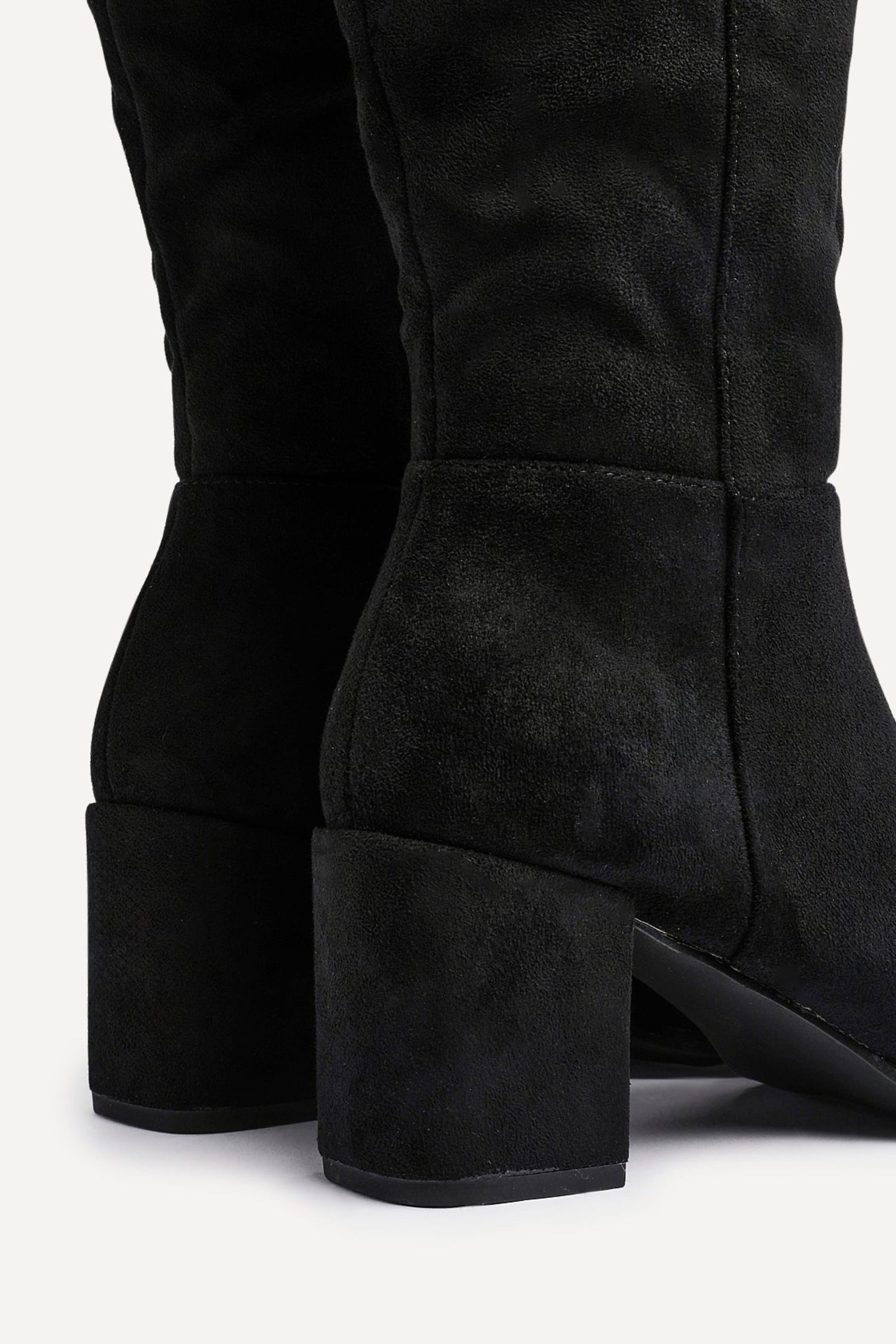Linzi Swerve Black Faux Suede Block Heeled Long Boot image 4