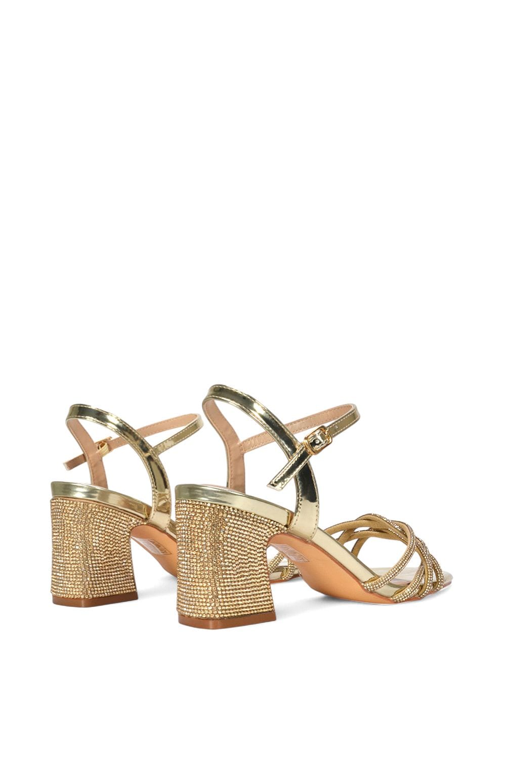 XY London 'Gwen' Strappy Block High Heel Sandal Shoes With Rhinestone image 4