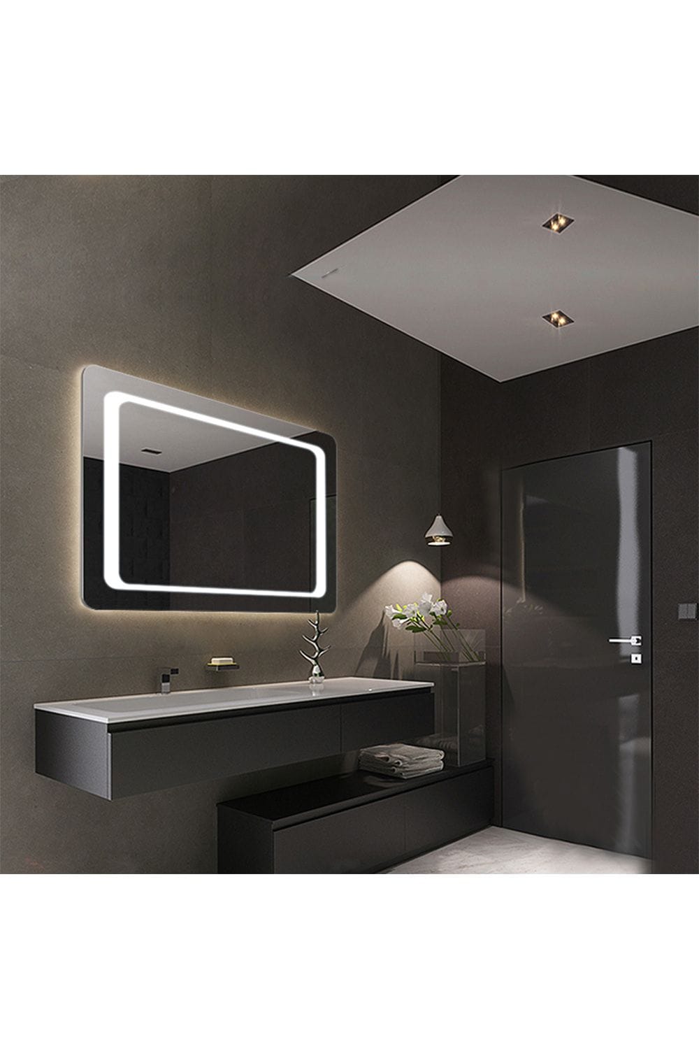 Living and Home LED Wall Mounted Anti-Fog Illuminated Bathroom Mirror with Sensor Switch image 6
