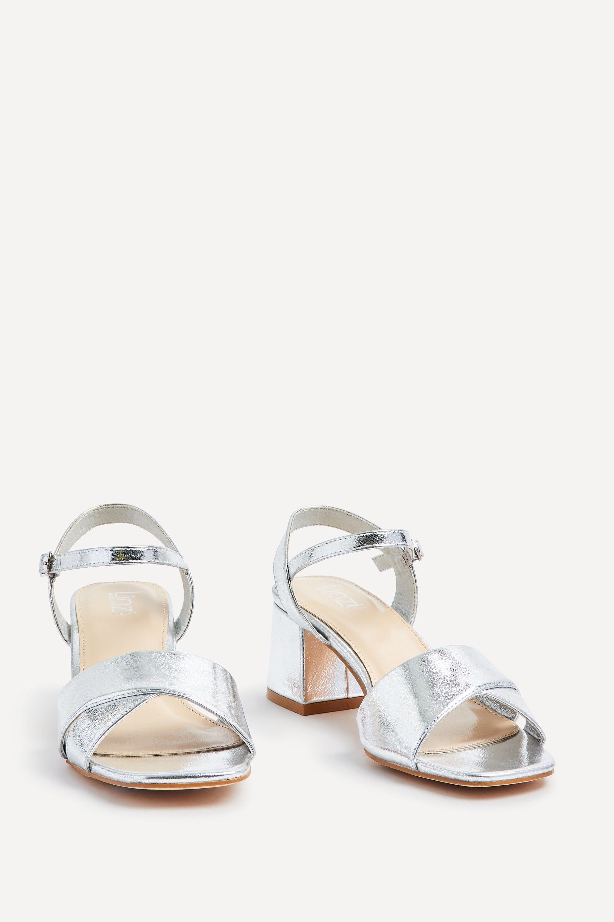 Linzi Vivian Wide Fit Silver Block Heel Sandals image 3