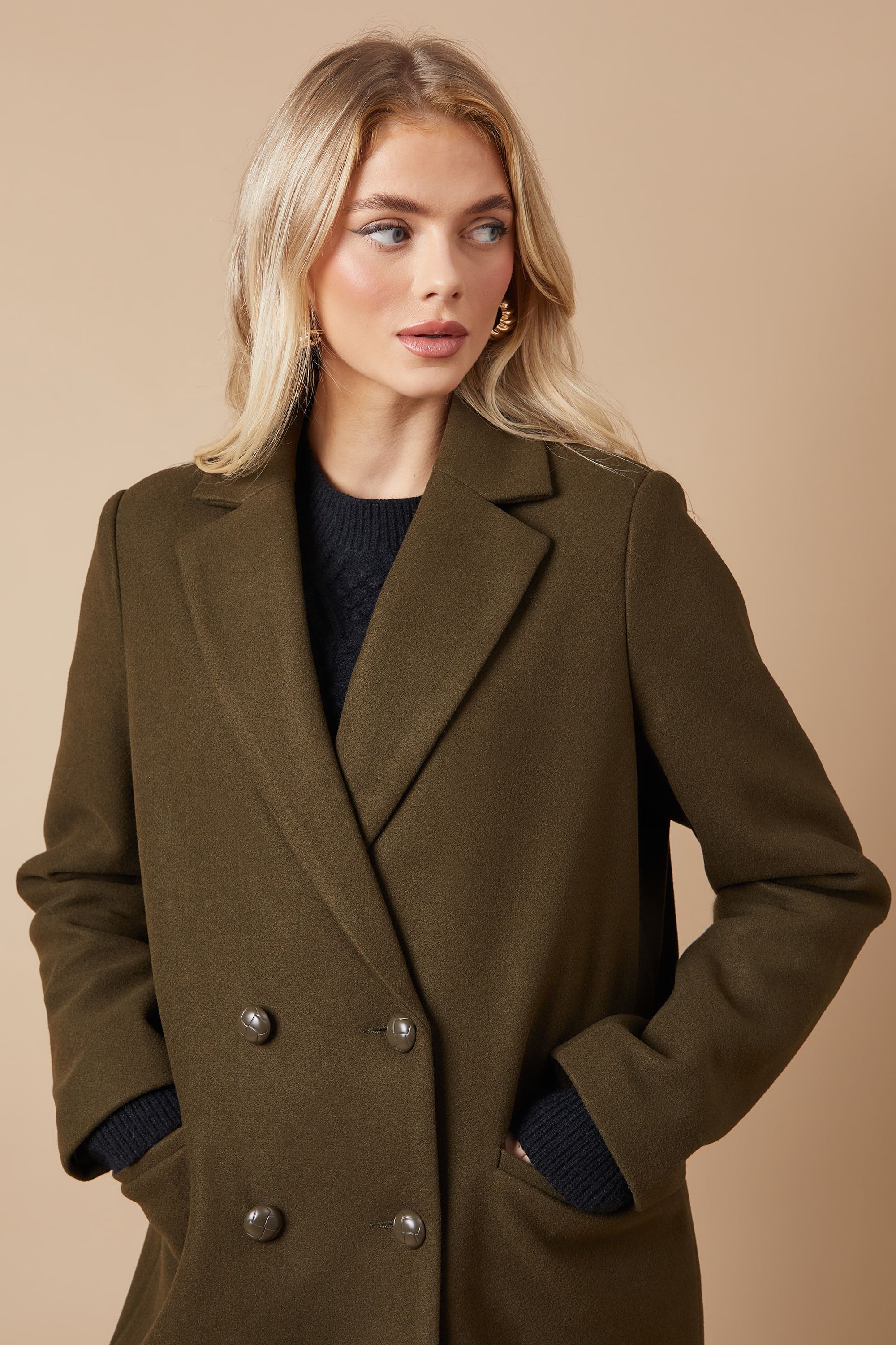 Oasis Longline Faux Wool Blazer Coat Forest image 4