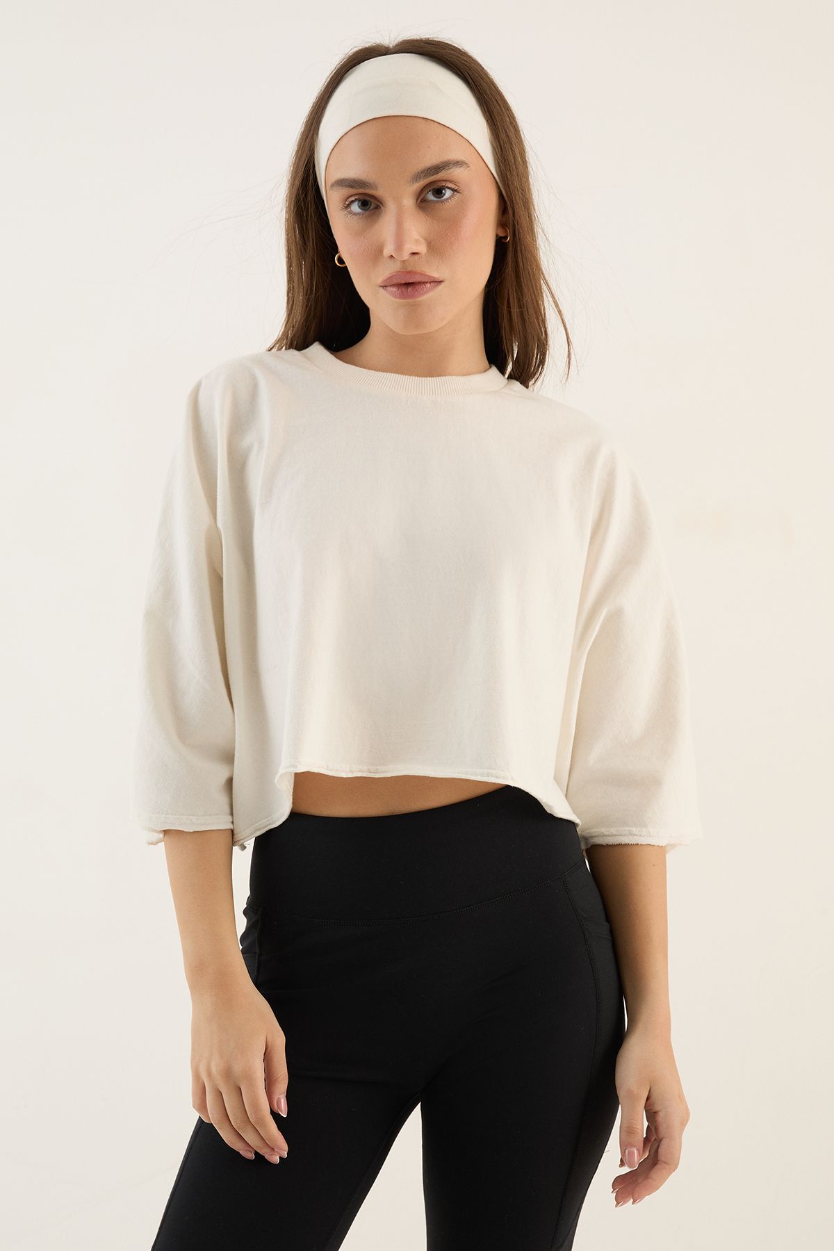 DSGN Studio DSGN Studio Heavyweight Washed Oversized Short Sleeve Crop T-Shirt Cream