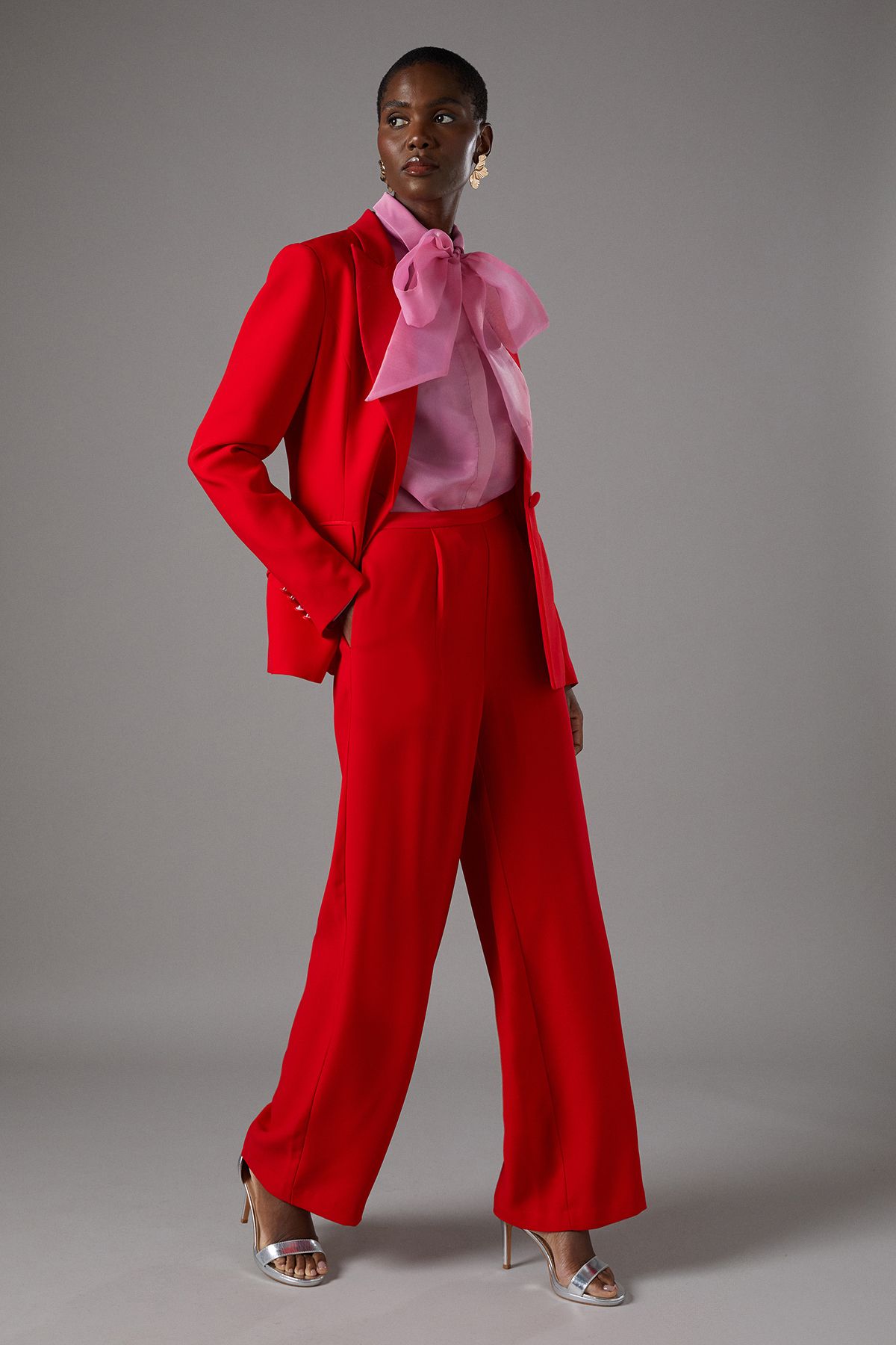 Coast Statement Tie Neck Organza Blouse Pink image 2