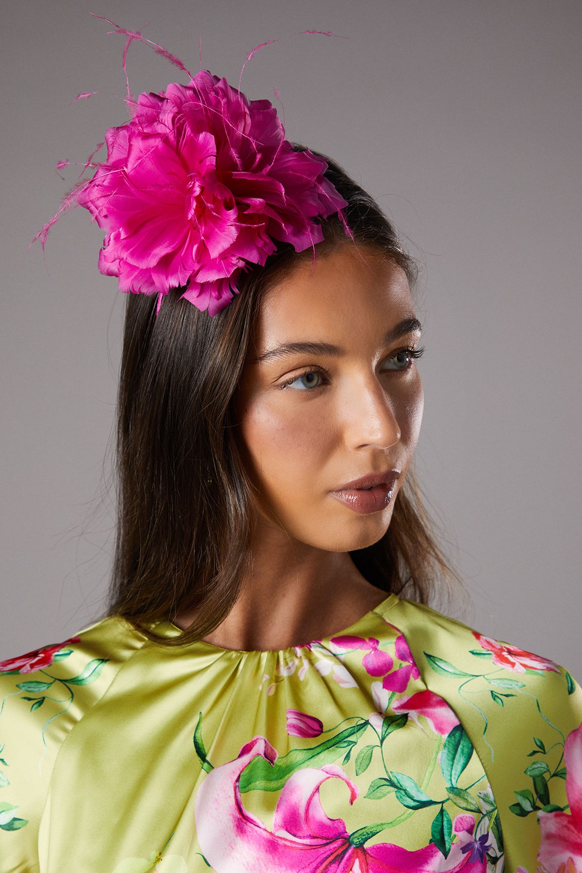 Coast Feather Flower Headband Fascinator Hot Pink image 1