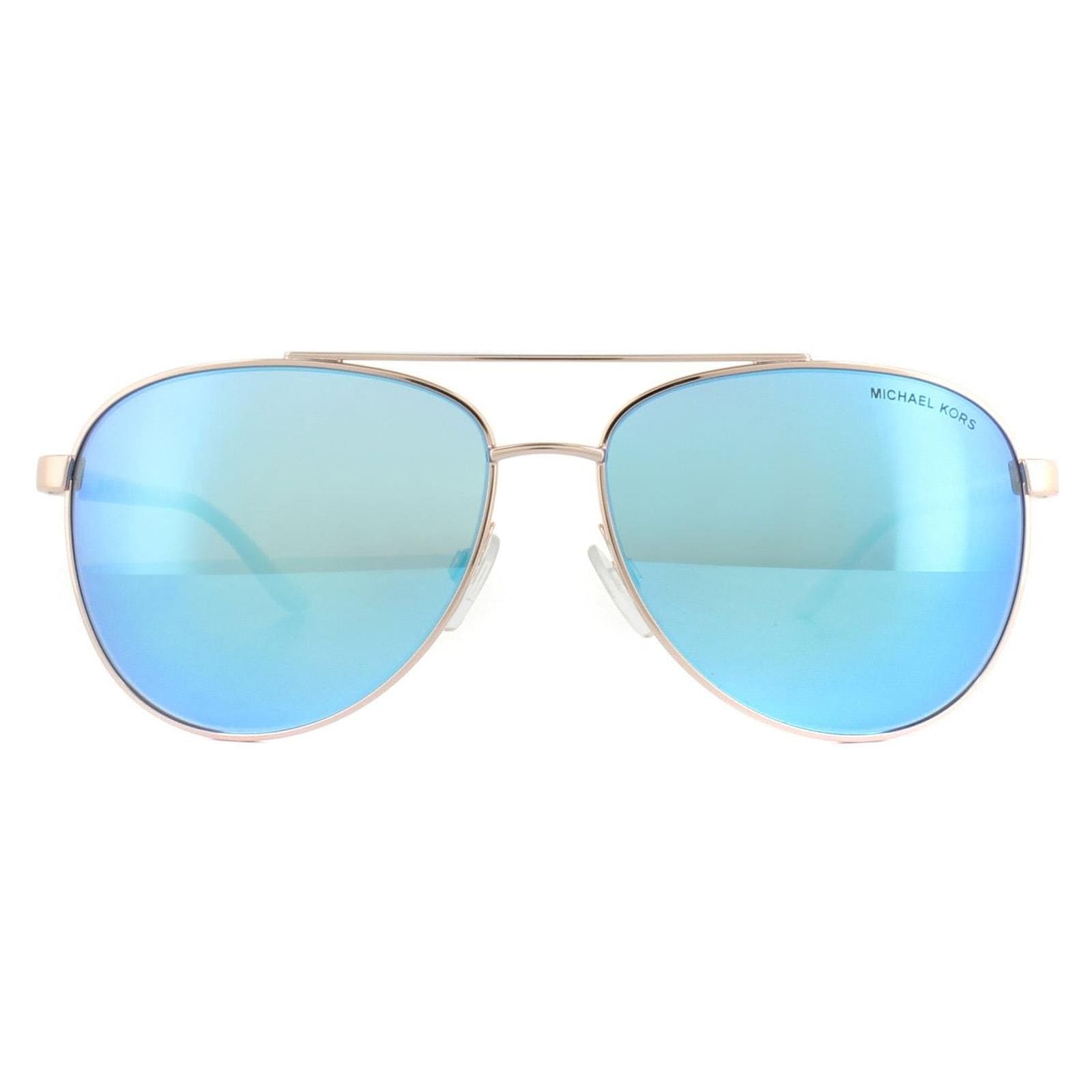 Michael Kors Aviator Rose Gold White Blue Mirror Sunglasses image 1