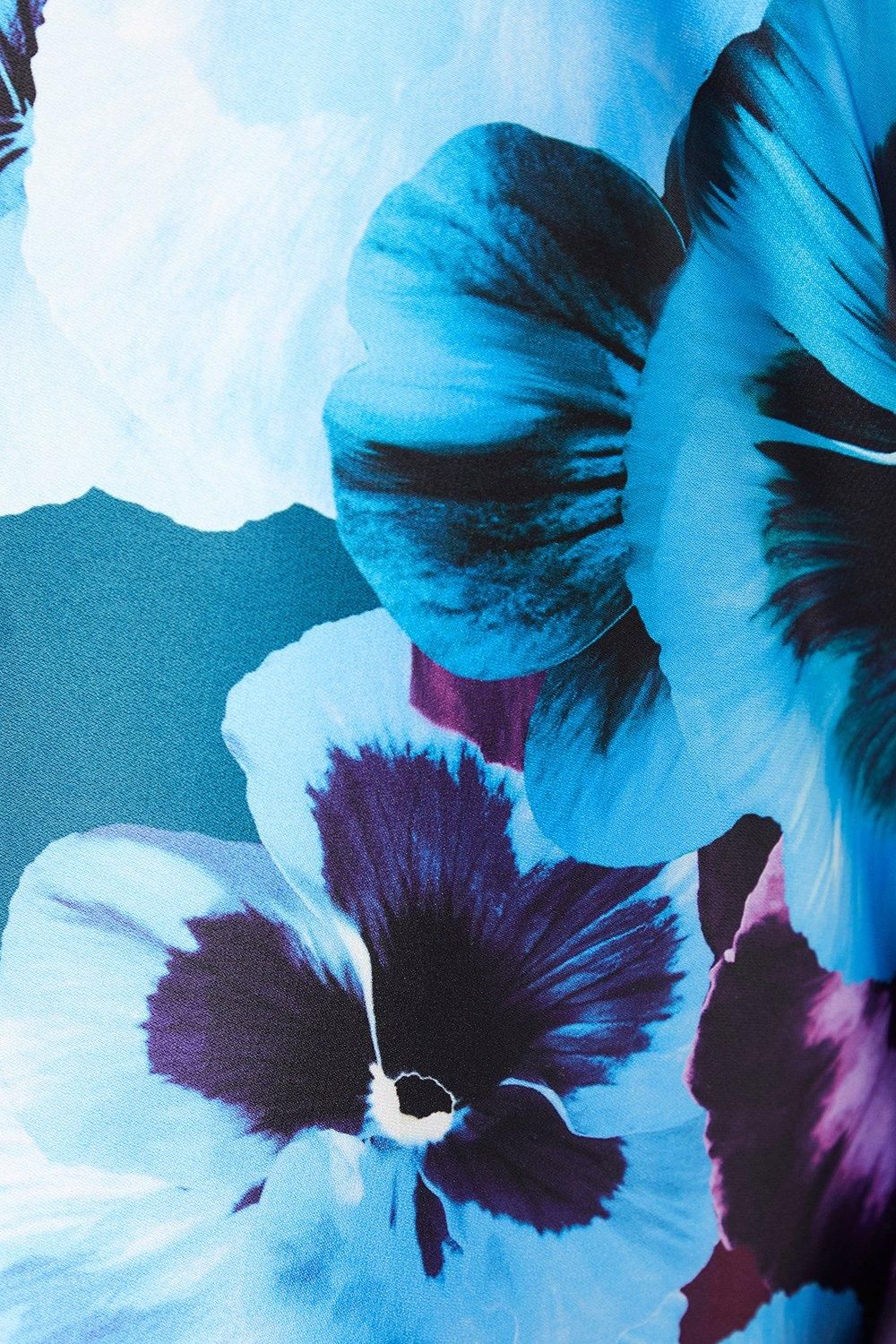 Coast Plus One Shoulder Printed Satin Dress Teal image 5