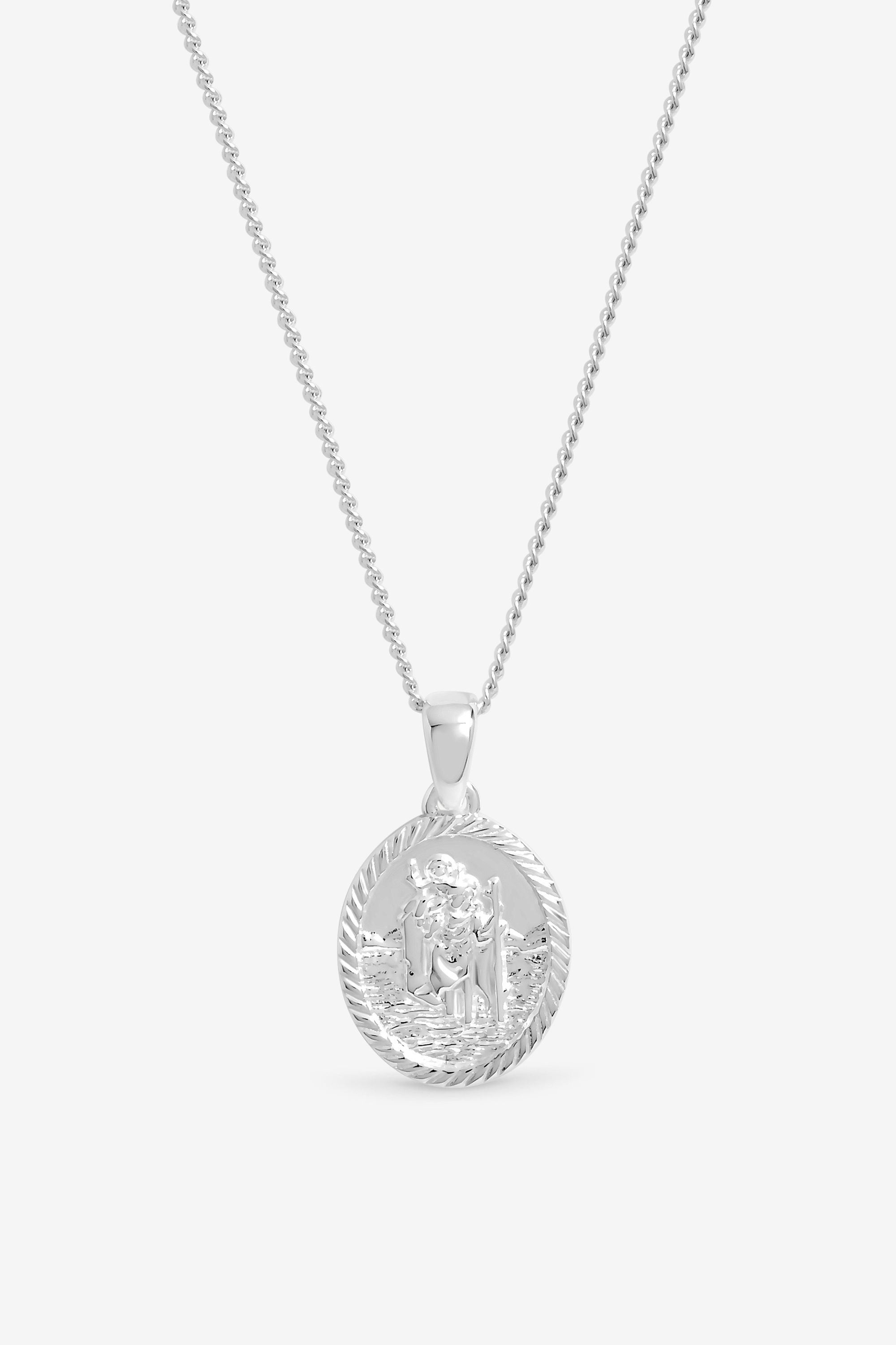 Simply Silver Sterling Silver 925 Personalised St. Christopher Pendant image 1