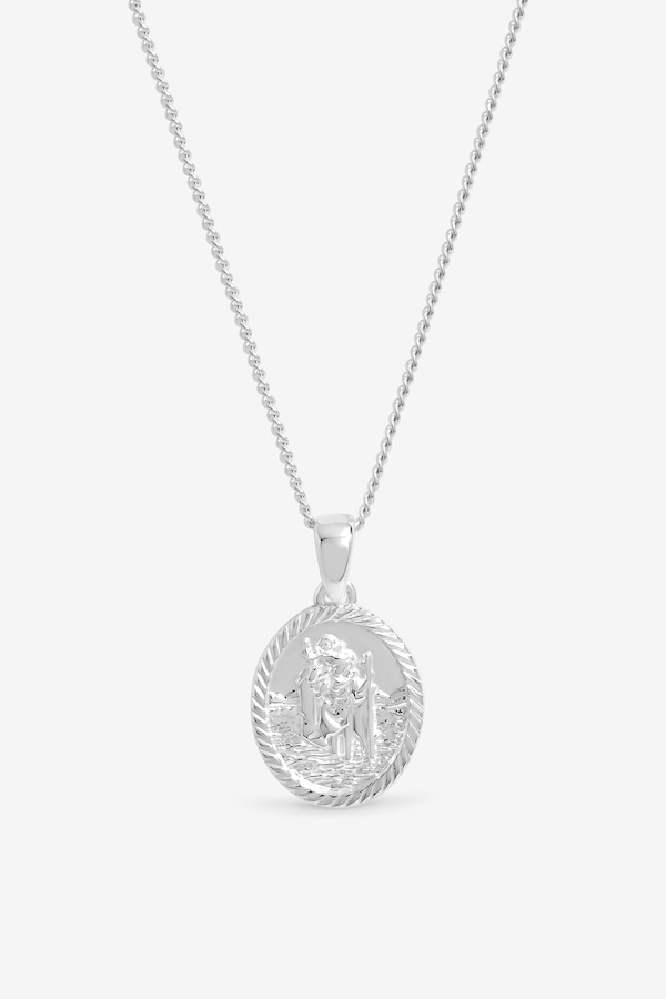 Simply Silver Sterling Silver 925 Personalised St. Christopher Pendant