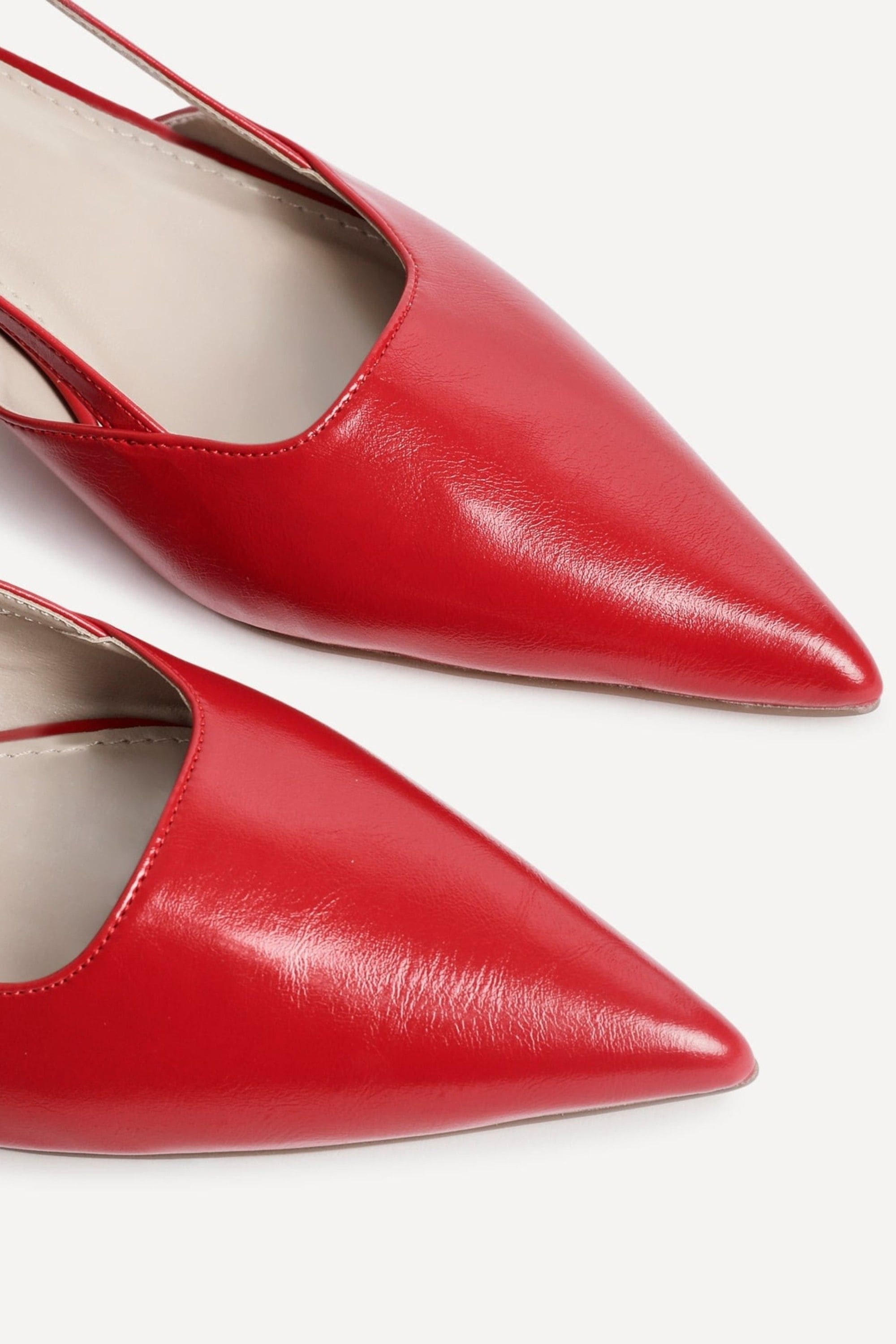 Linzi Refined Red Faux Leather Slingback Kitten Court Heels image 4