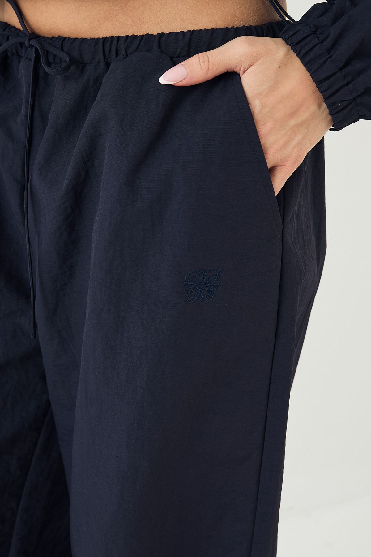 DSGN Studio DSGN Studio Drawstring Waist Wide Leg Trouser Navy image 4