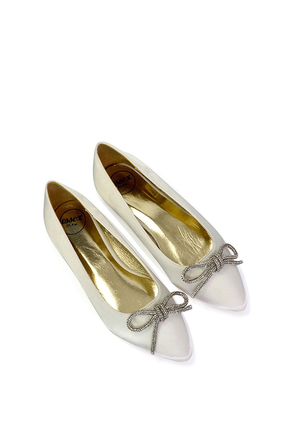 XY London 'Blossom' Diamante Bow Detail Pointed Toe Ballerina Pumps image 3