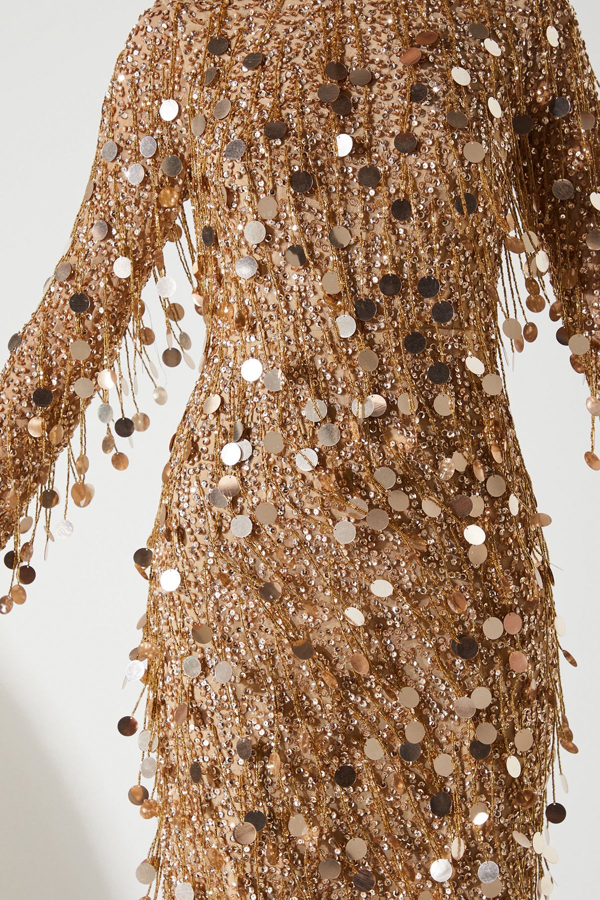 Coast Sequin Long Sleeve Midi Dress Gold image 5