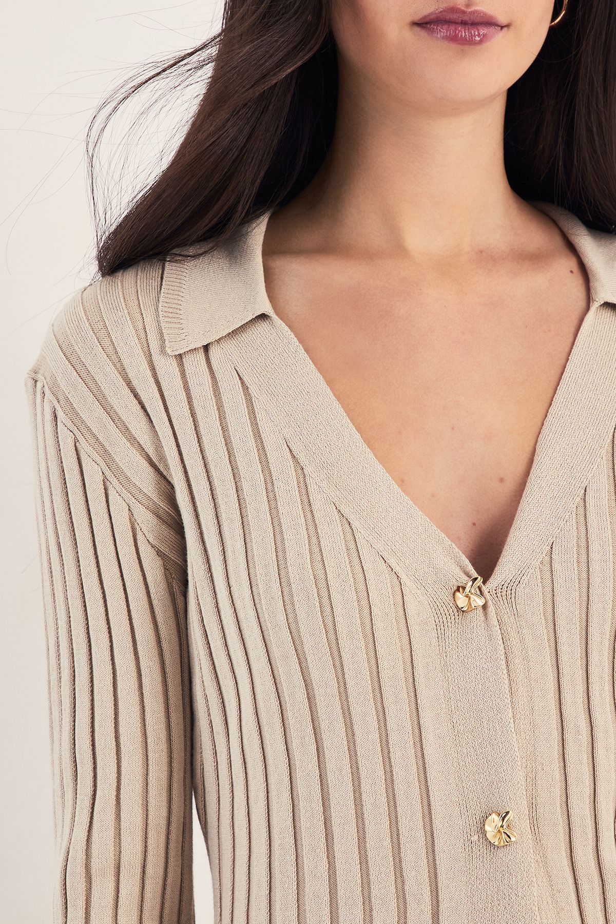 NastyGal Knitted Ribbed Cardigan Ecru image 3